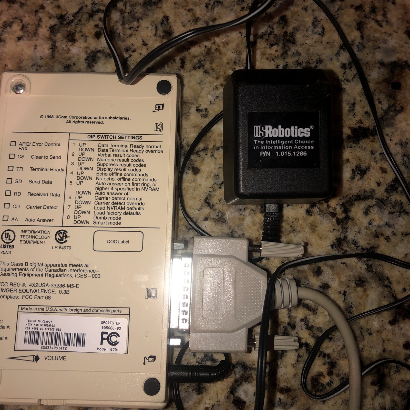 U.S. Robotics 56K Sportster External Faxmodem V.90