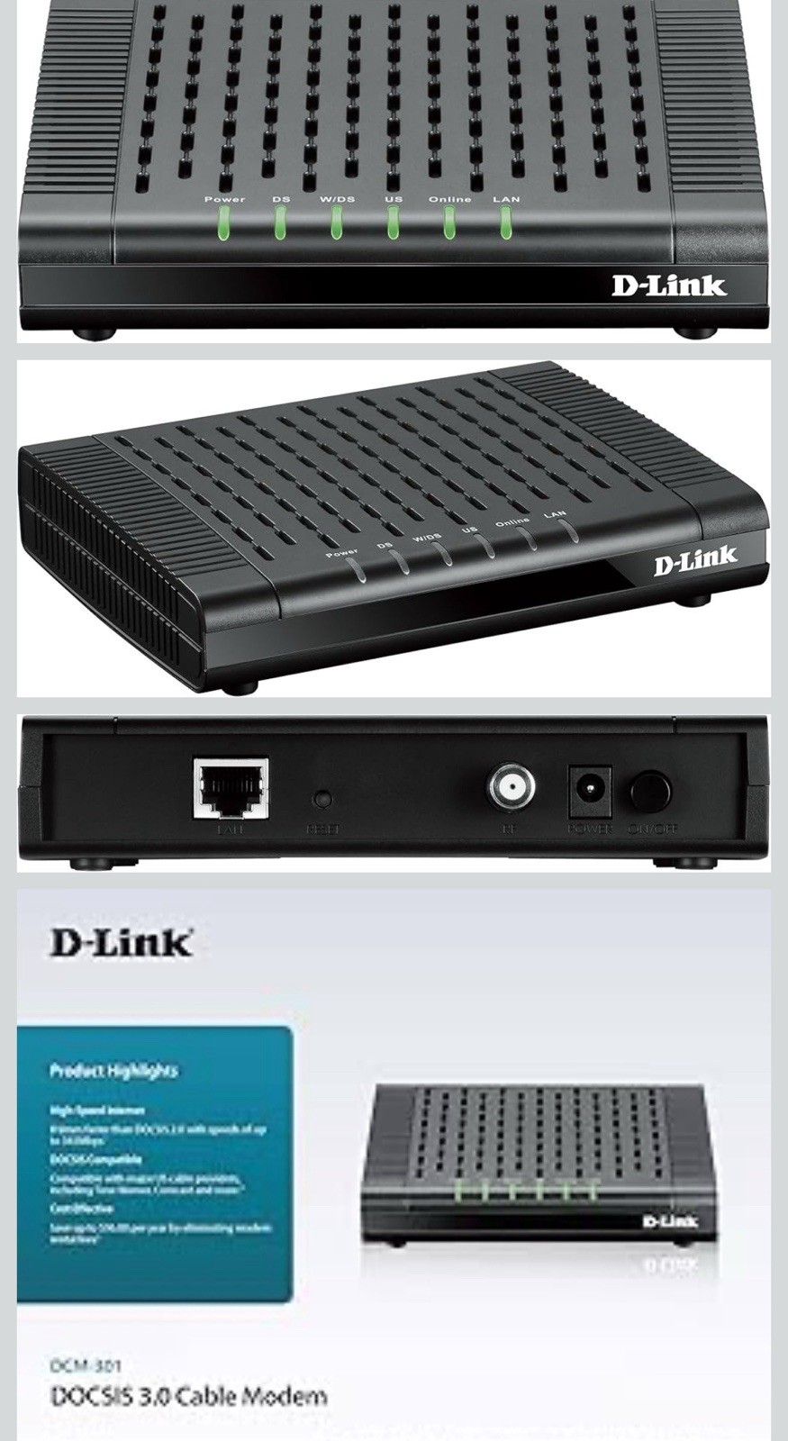 D-Link DOCSIS 3.0 Cable Modem (DCM-301) Compatible with Comcast Xfinity,