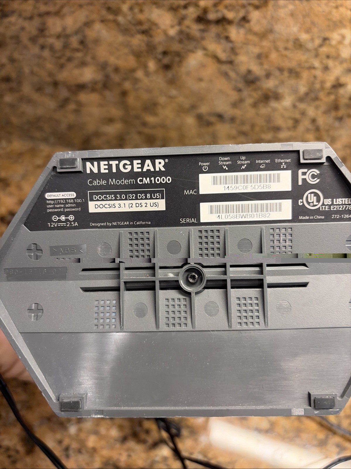 NETGEAR CM1000 DOCSIS 3.0 Cable Modem With Power Cord