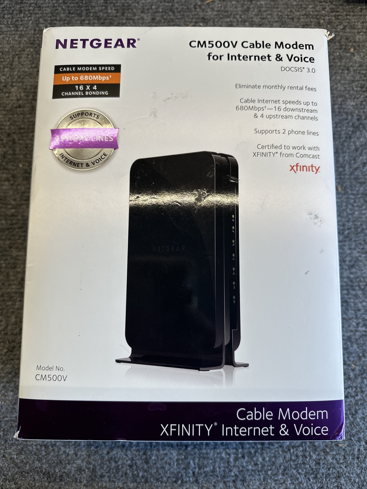 Netgear CM500V DOC 3.0 680Mbps High Speed Cable Modem *Open Box*