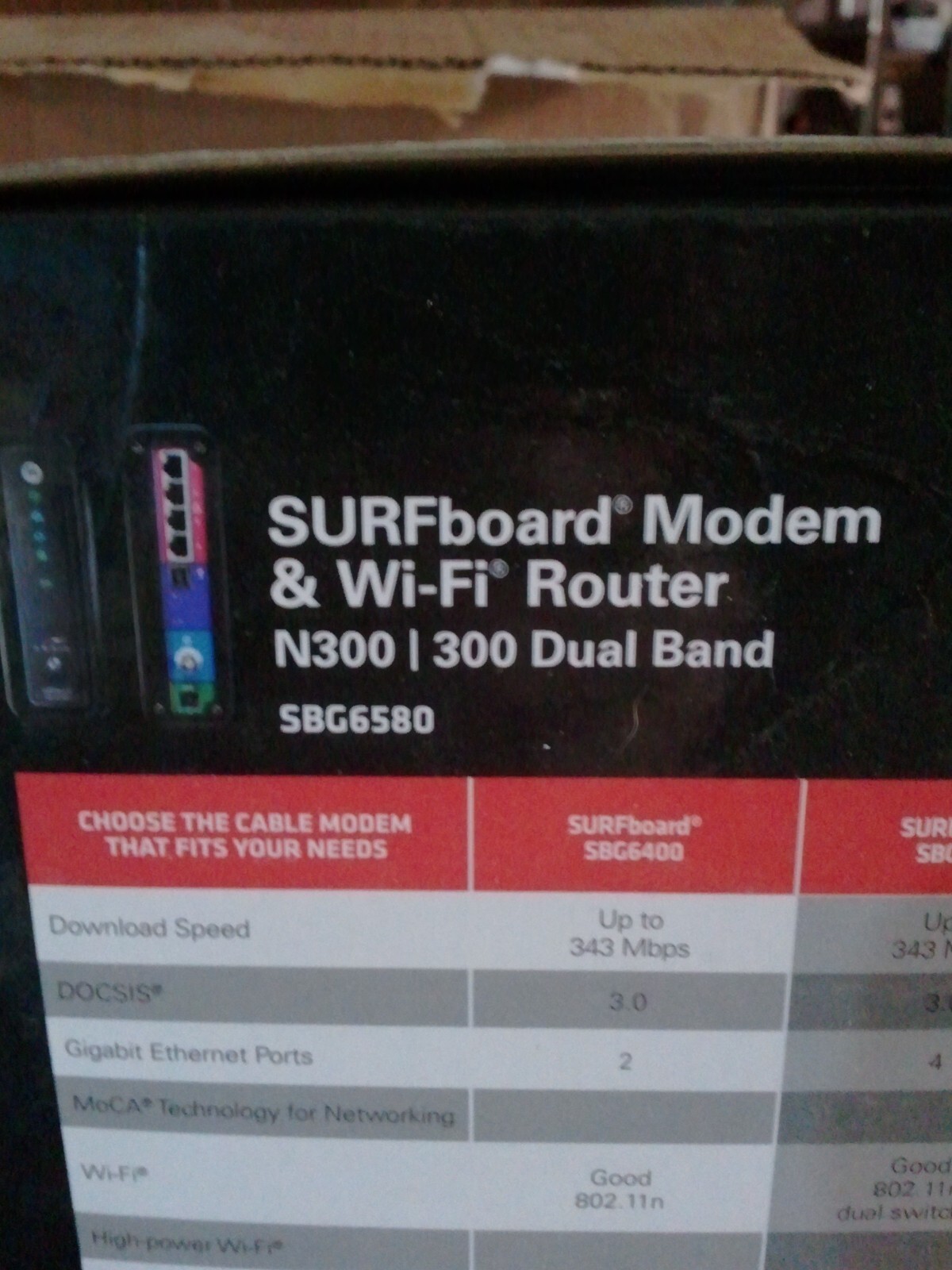 Motorola ARRIS SURFboard SBG6580 DOCSIS 3.0 Cable Modem Wi-Fi