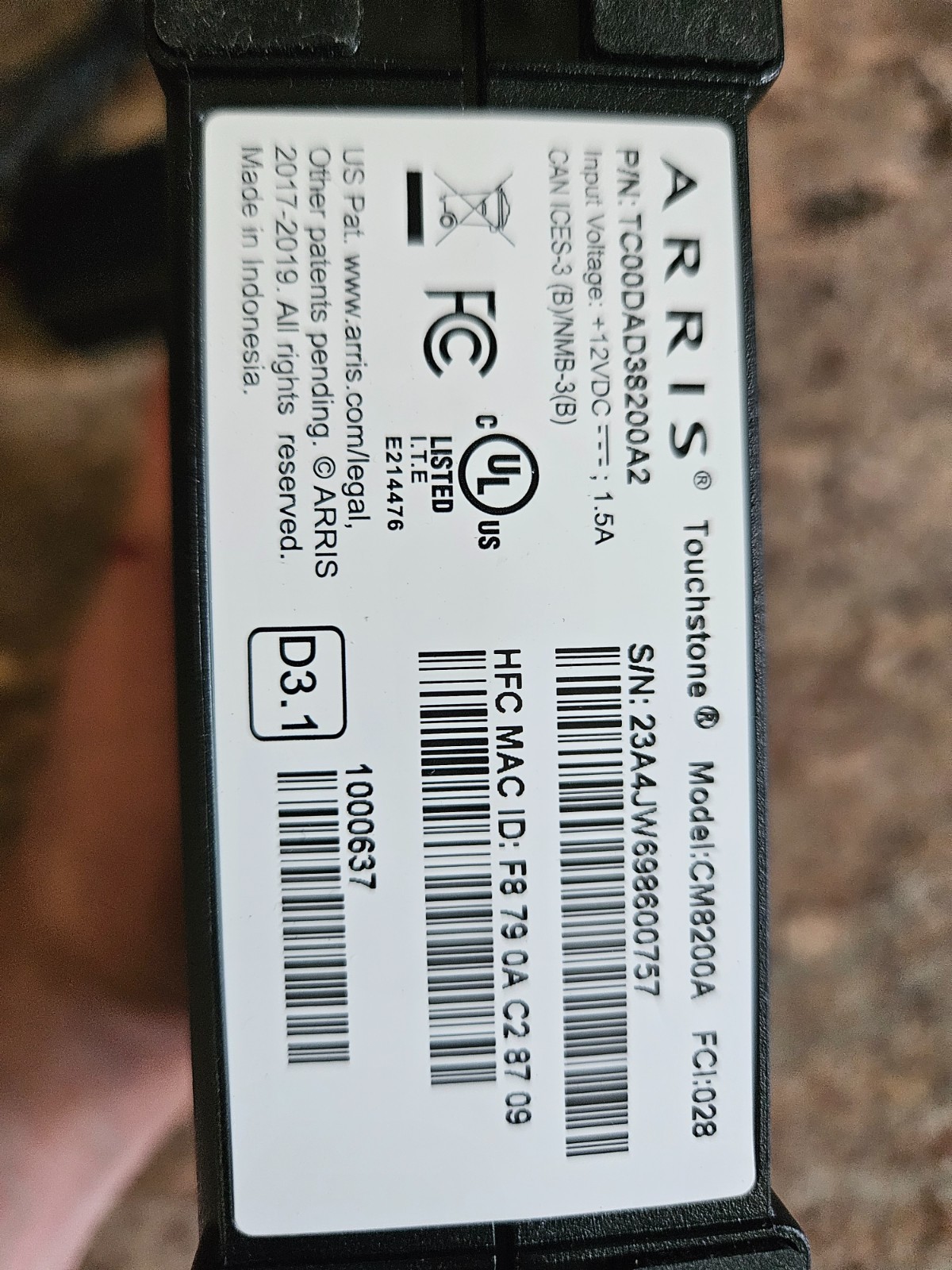ARRIS Touchstone CM8200 DOCSIS 3.1 Cable Modem