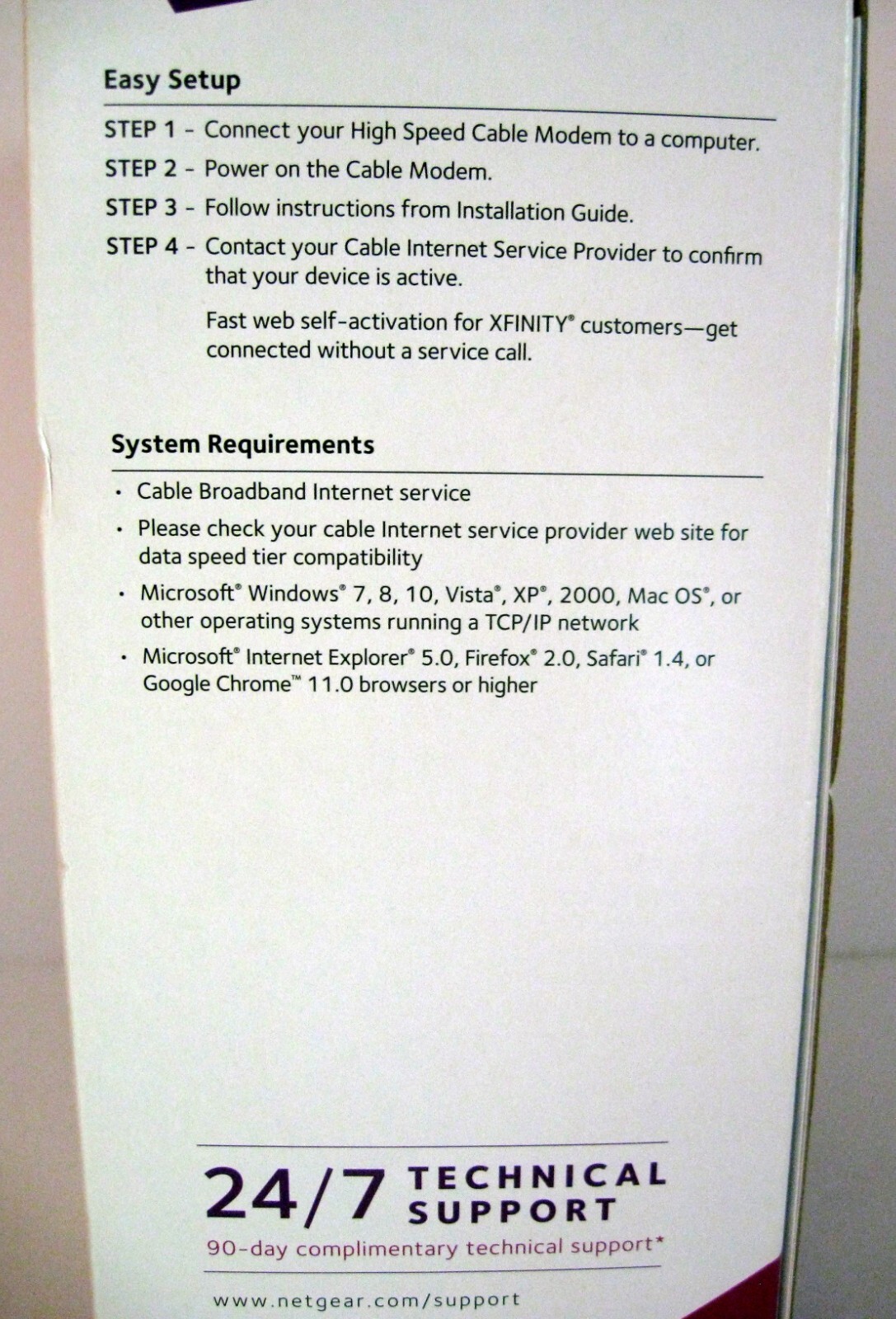 🛜NETGEAR CM500 CM500-1AZNAS 16×4 DOCSIS 3.0 Cable Modem🌟680 Mbps