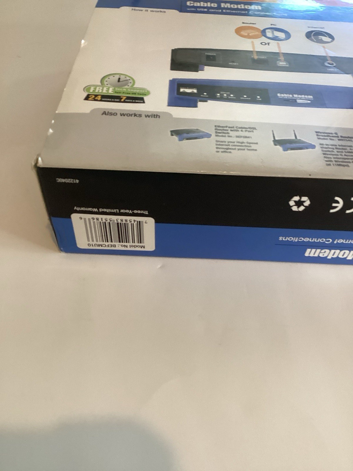 Linksys Model Befcmu10 Cable Modem W/ USB & Ethernet Connection Wired