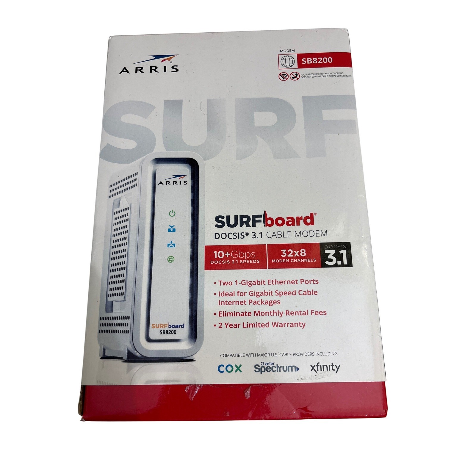 ARRIS SURFboard DOCSIS 3.1 Cable Modem SB8200 10 Gbps Ethernet Ports
