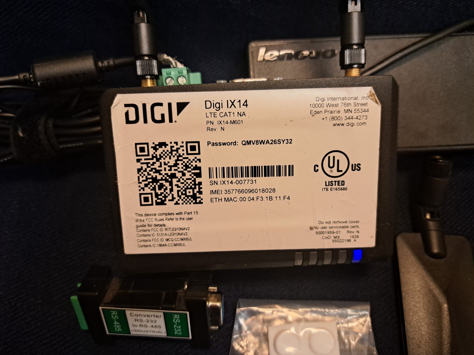 DIGI IX14-M601 Cellular Router 4G LTE Cat1 NA Ethernet RS232