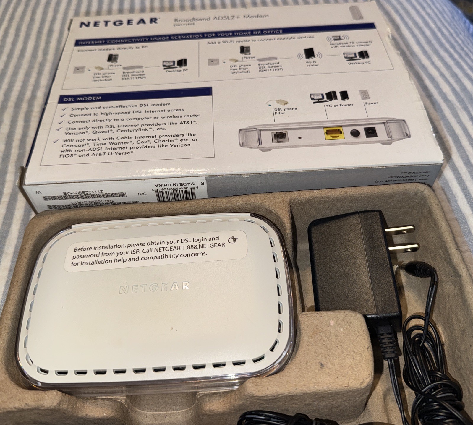 Netgear DM111PSPv2 ADSL2+ Modem High-Speed DSL Internet Modem Router