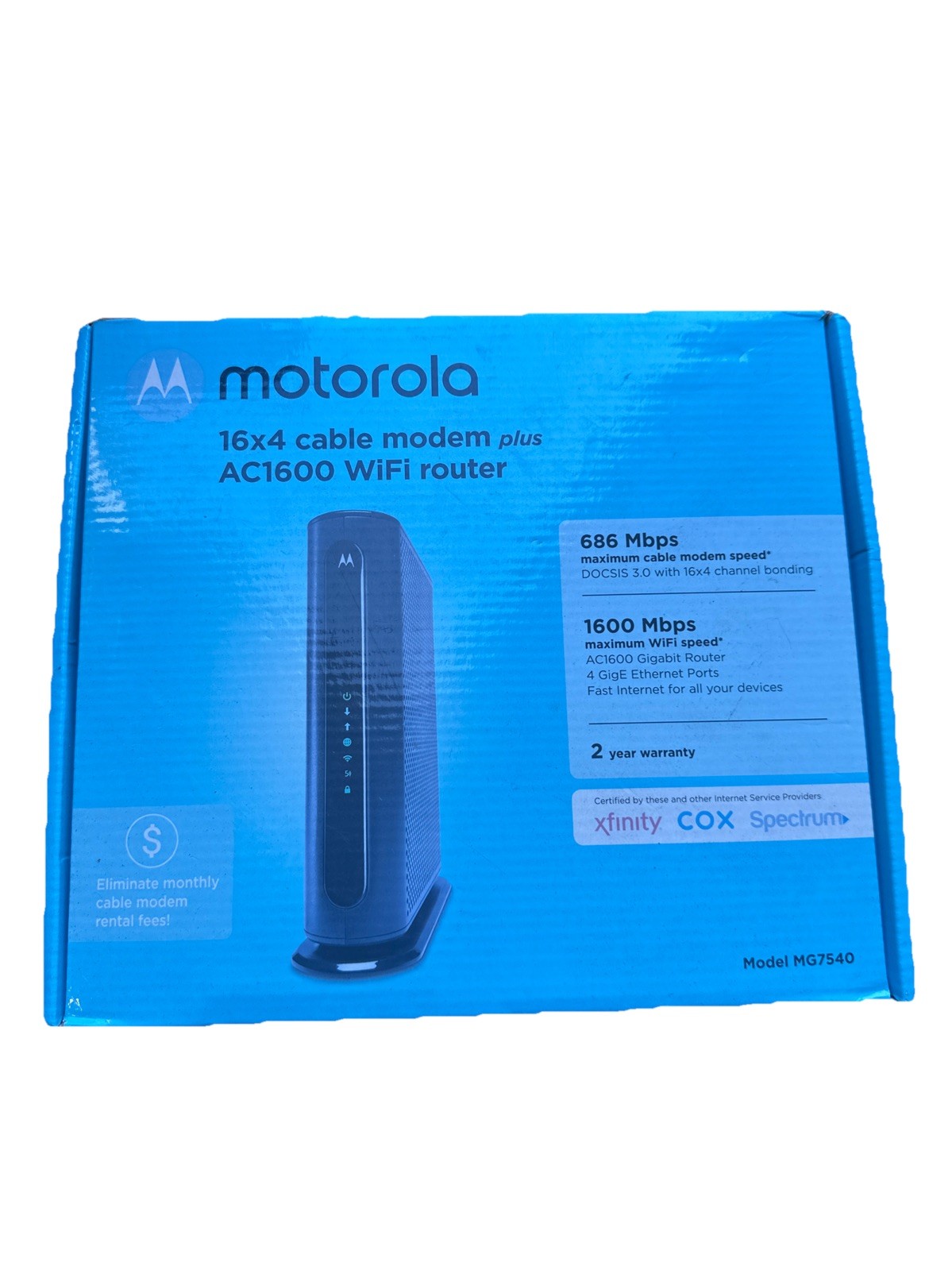 Motorola MG7540-10 16×4 Cable Modem – Black Open Box # 8