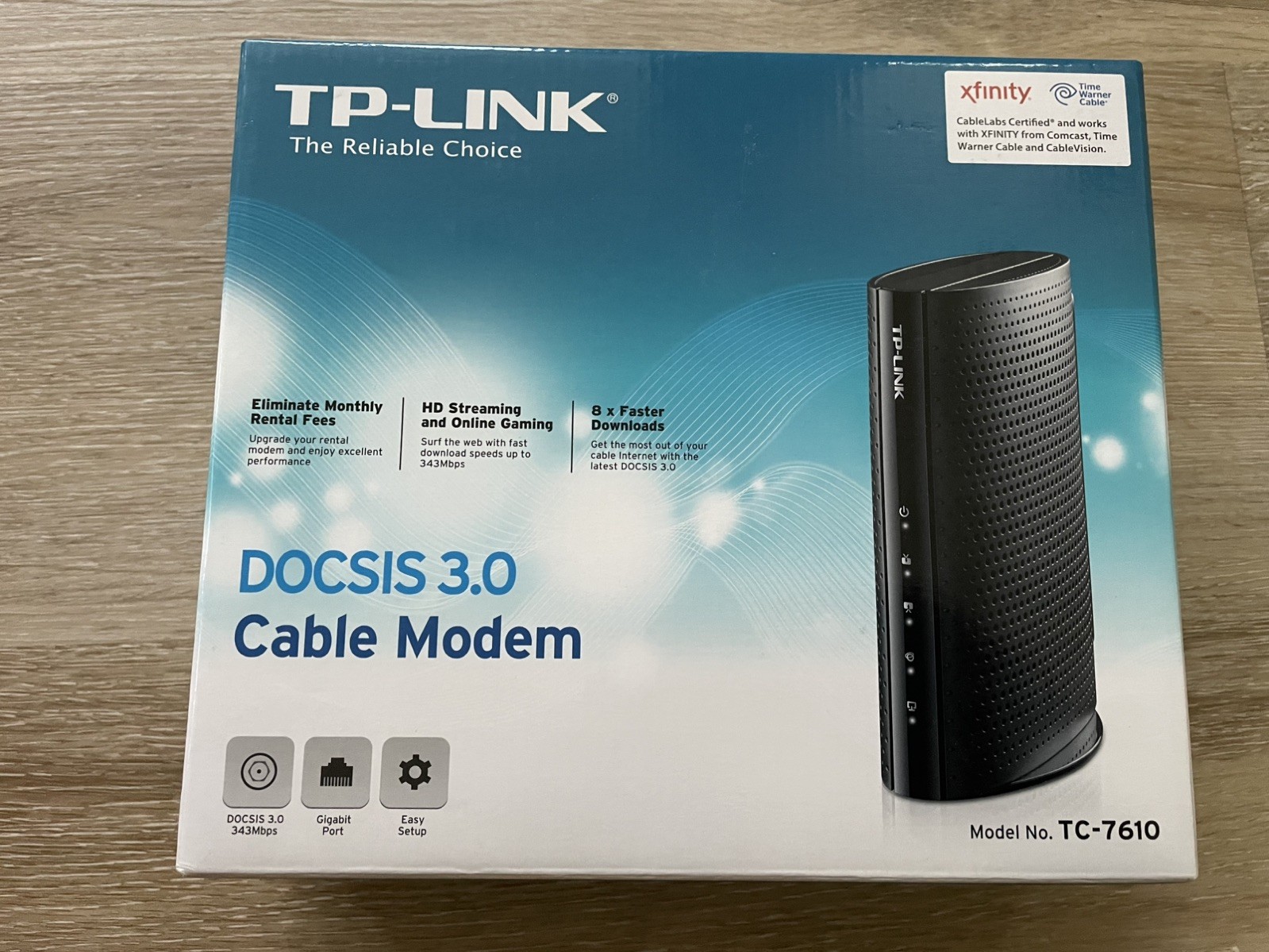 TP-Link TC-7610 300Mbps Wireless N DOCSIS 3.0 High Speed Cable Modem Gigabit NEW