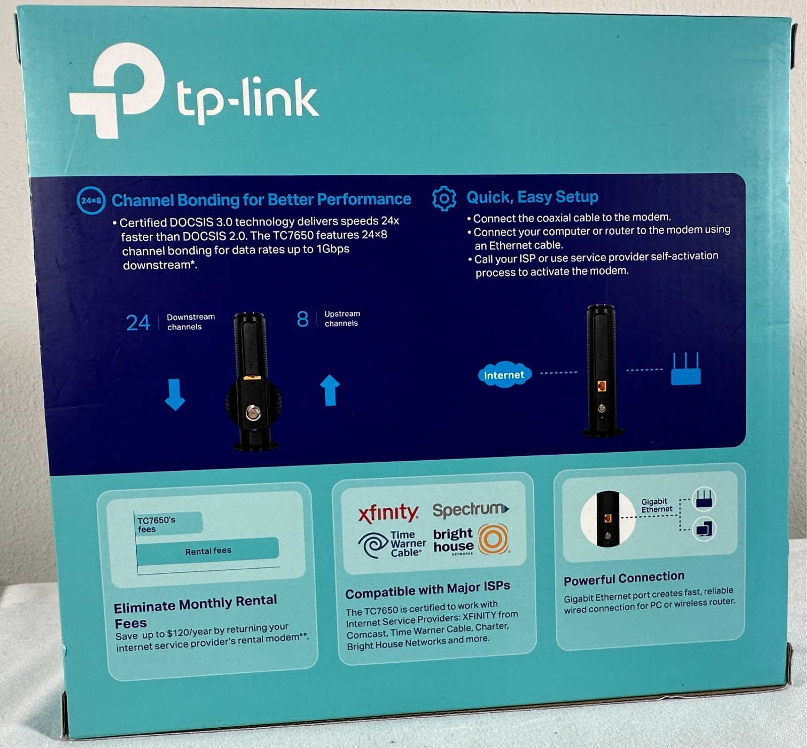 TP-Link TC7650 DOCSIS 3.0 High Speed Internet Broadband Cable Modem 24×8 Gigabit