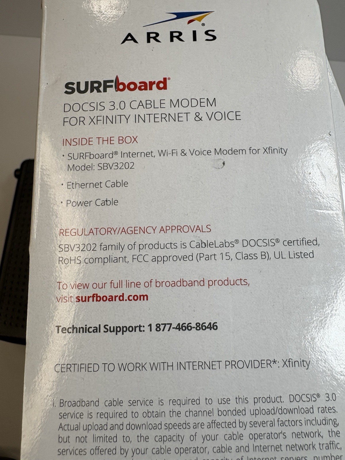 ARRIS SBV3202 Docsis 3.0 Voice Cable Modem – Black