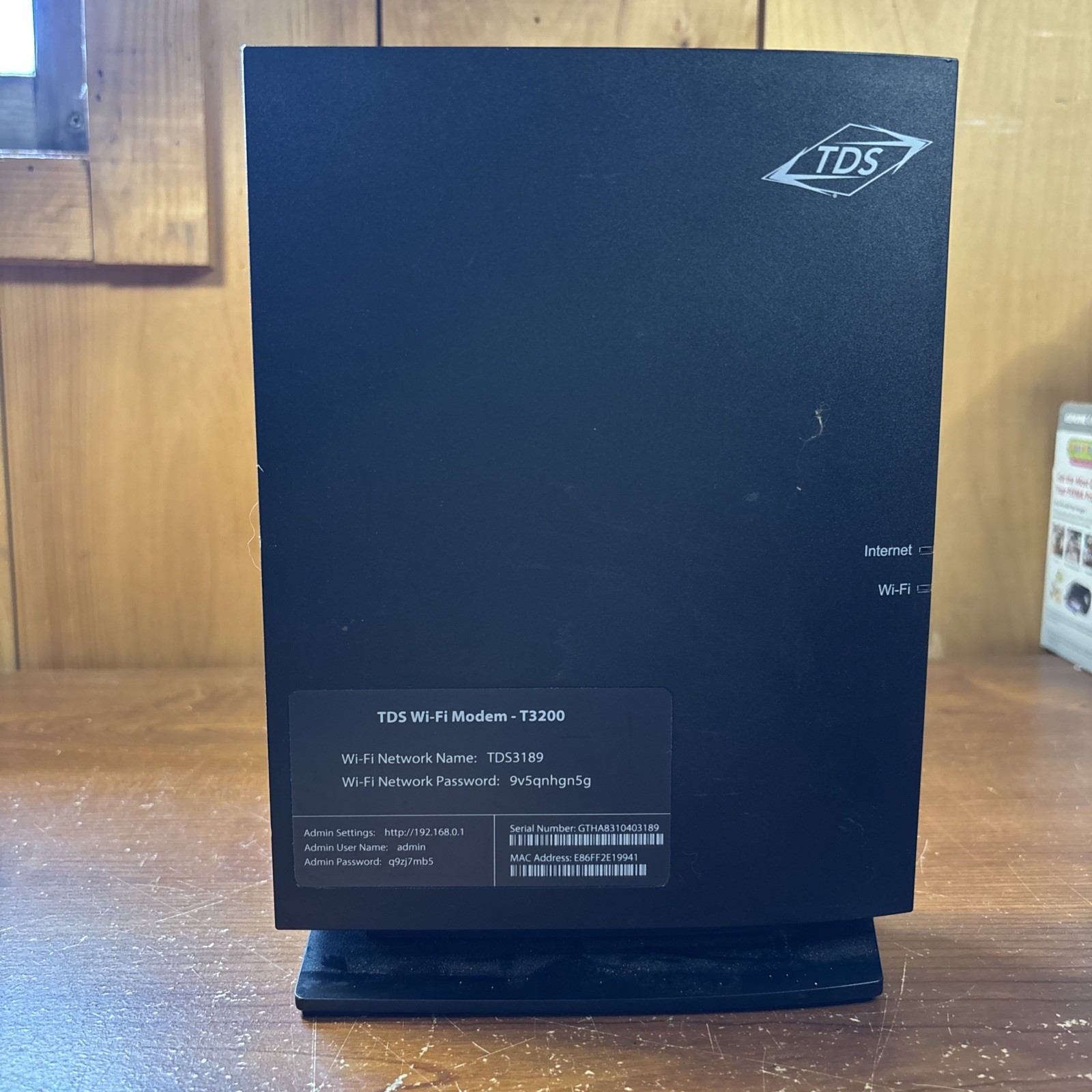TDS Wi-Fi modem T3200 Wireless AC Gateway Router TDS no charger