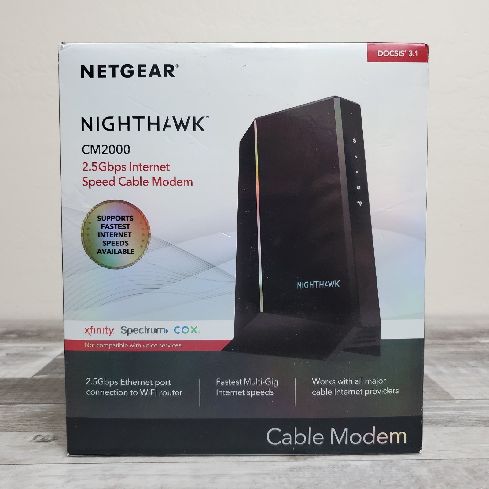 NETGEAR Nighthawk CM2000 DOCSIS 3.1 2.5Gbps Cable Modem For Gaming