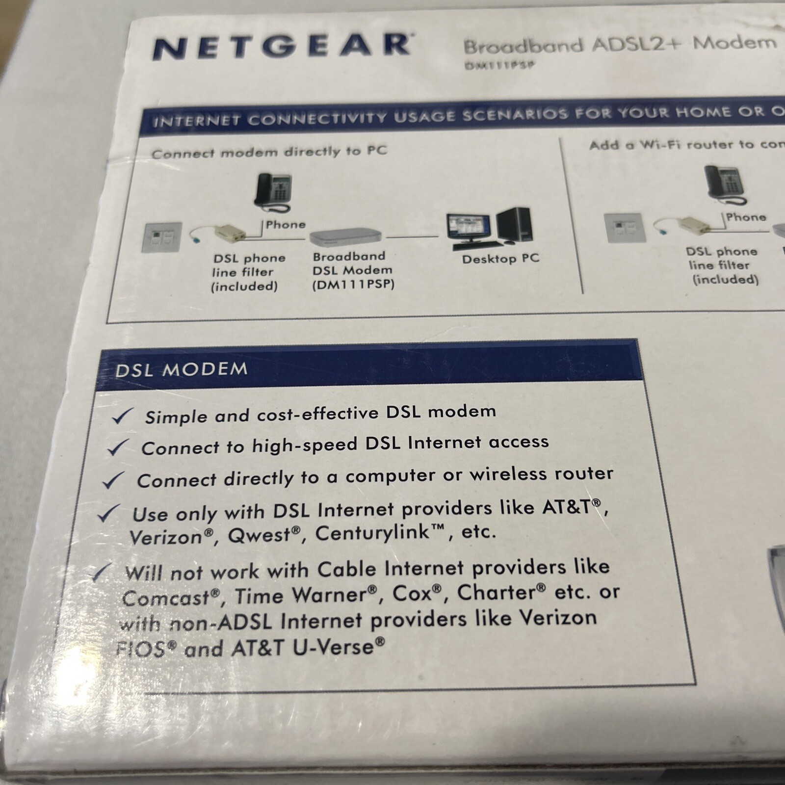 Netgear Broadband ADSL2+ Modem – DM111PSP with Power Supply In Box