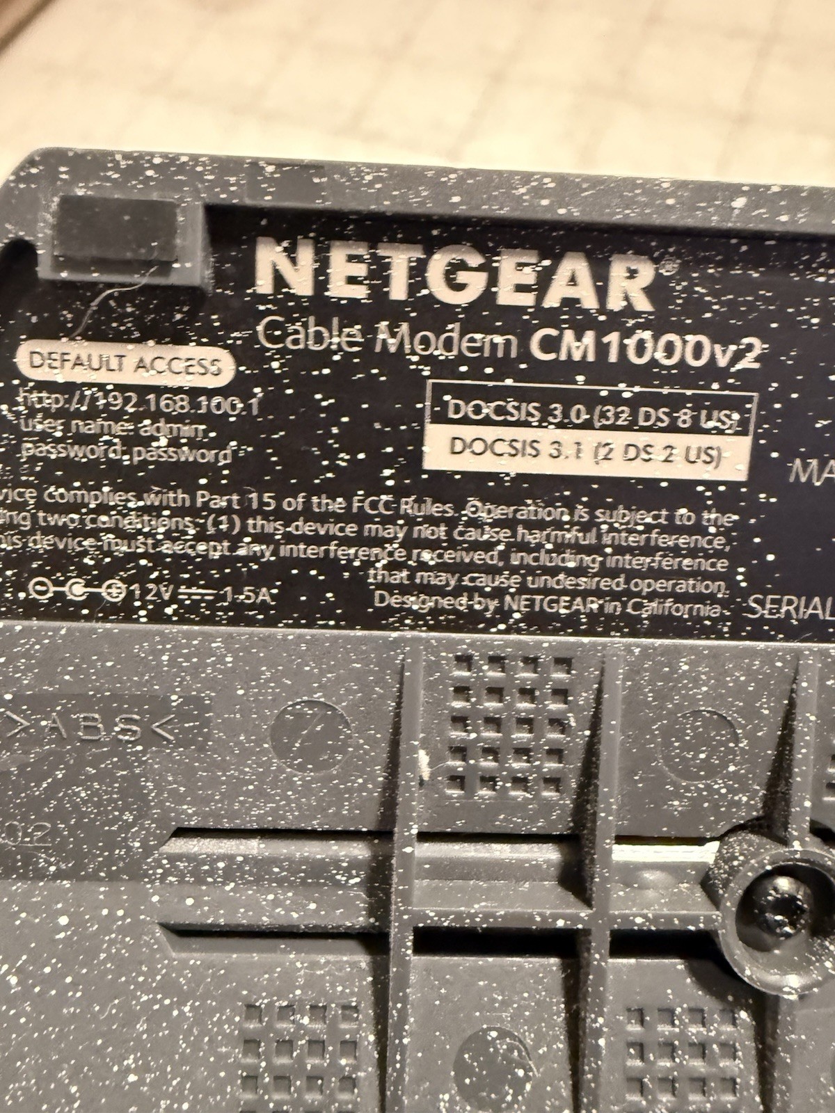 NETGEAR CM1000v2 DOCSIS 3.1 Cable Modem 1Gbps 1-Port Ethernet Black