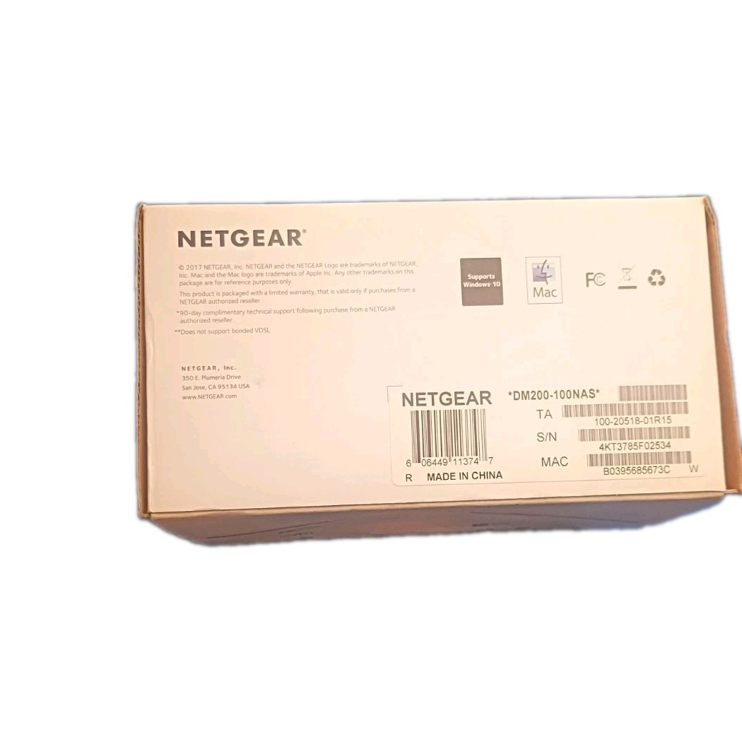 NETGEAR DM200 DM200-100NAS High-Speed ADSL/VDSL DSL Modem 100 Mbps Black