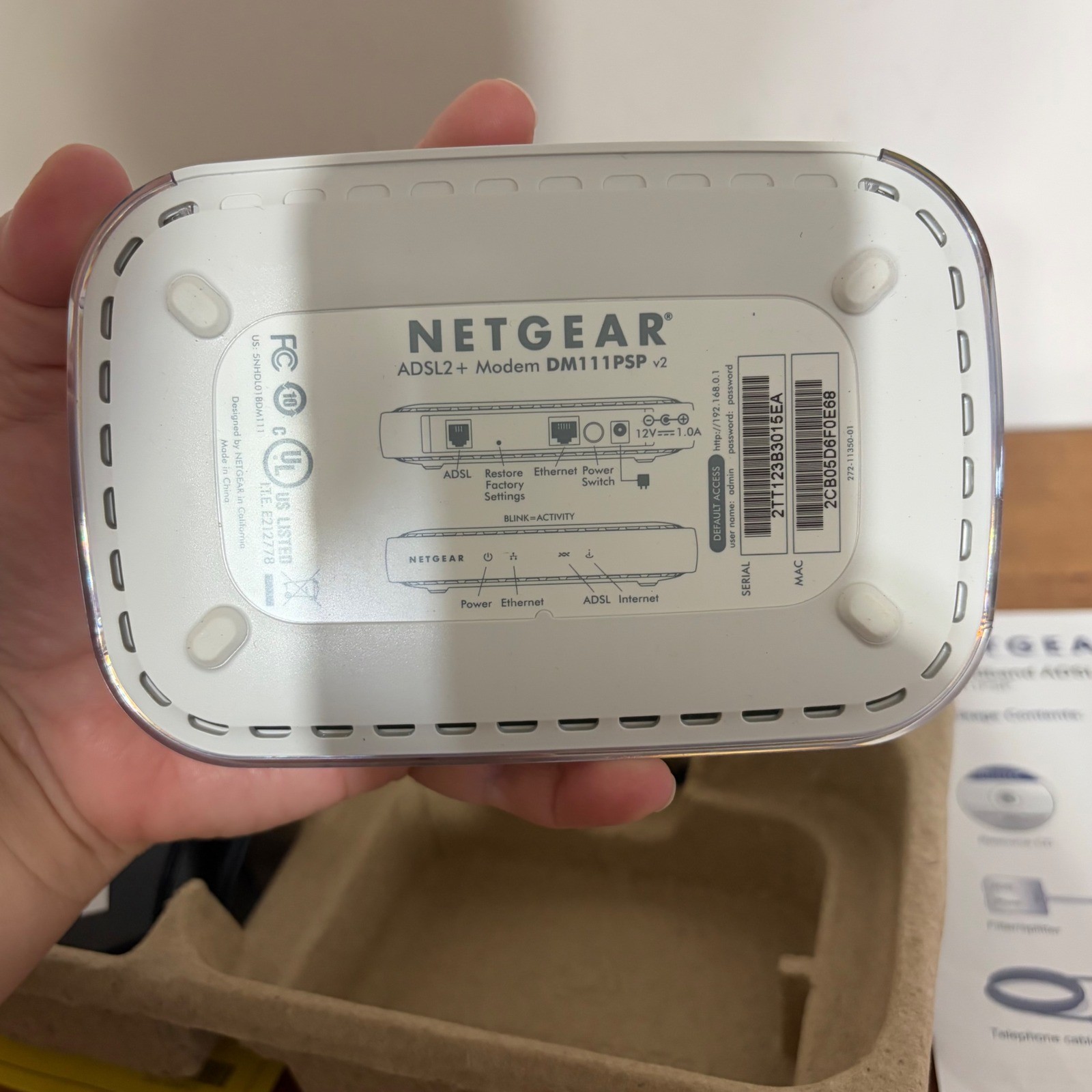 Netgear DM111PSP Broadband ADSL2+ Modem White DSL Internet DM111PSPv2