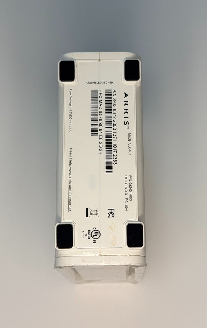 ARRIS SB6183 Surfboard Cable Modem, 16×4, 686 Mbps, DOCSIS 3.0, White