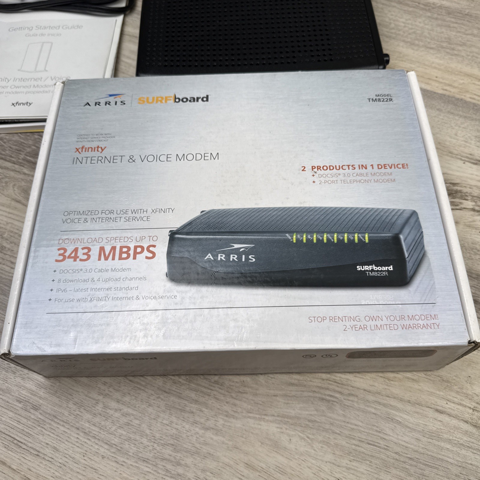 ARRIS – SURFboard 8 x 4 DOCSIS 3.0 Telephony Voice Cable Modem – Black TM822R