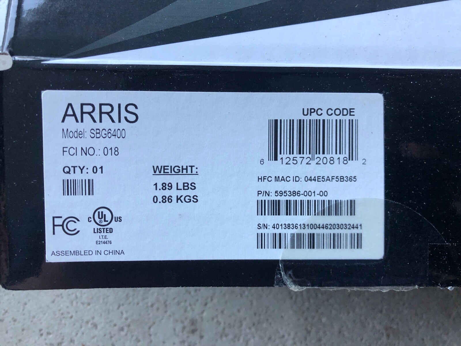 ARRIS SURFboard N300 DOCSIS 3.0 Cable Modem Router (SBG6400)