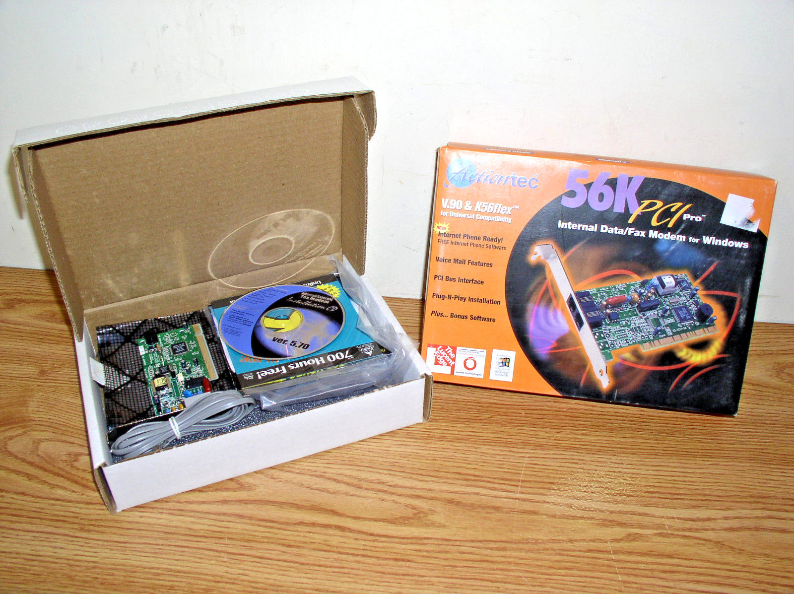 ACTIONTEC 56K PCI PRO INTERNAL DATA/FAX MODEM FOR WINDOWS MODEL PCI56019-01