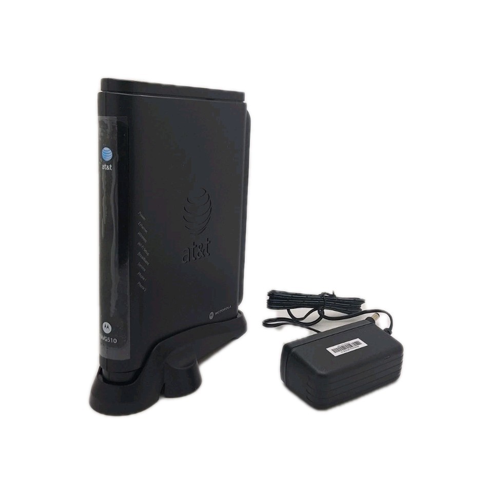 Motorola NVG510 ATT Modem Wireless DSL Router used 581862-001 adapter & Stand