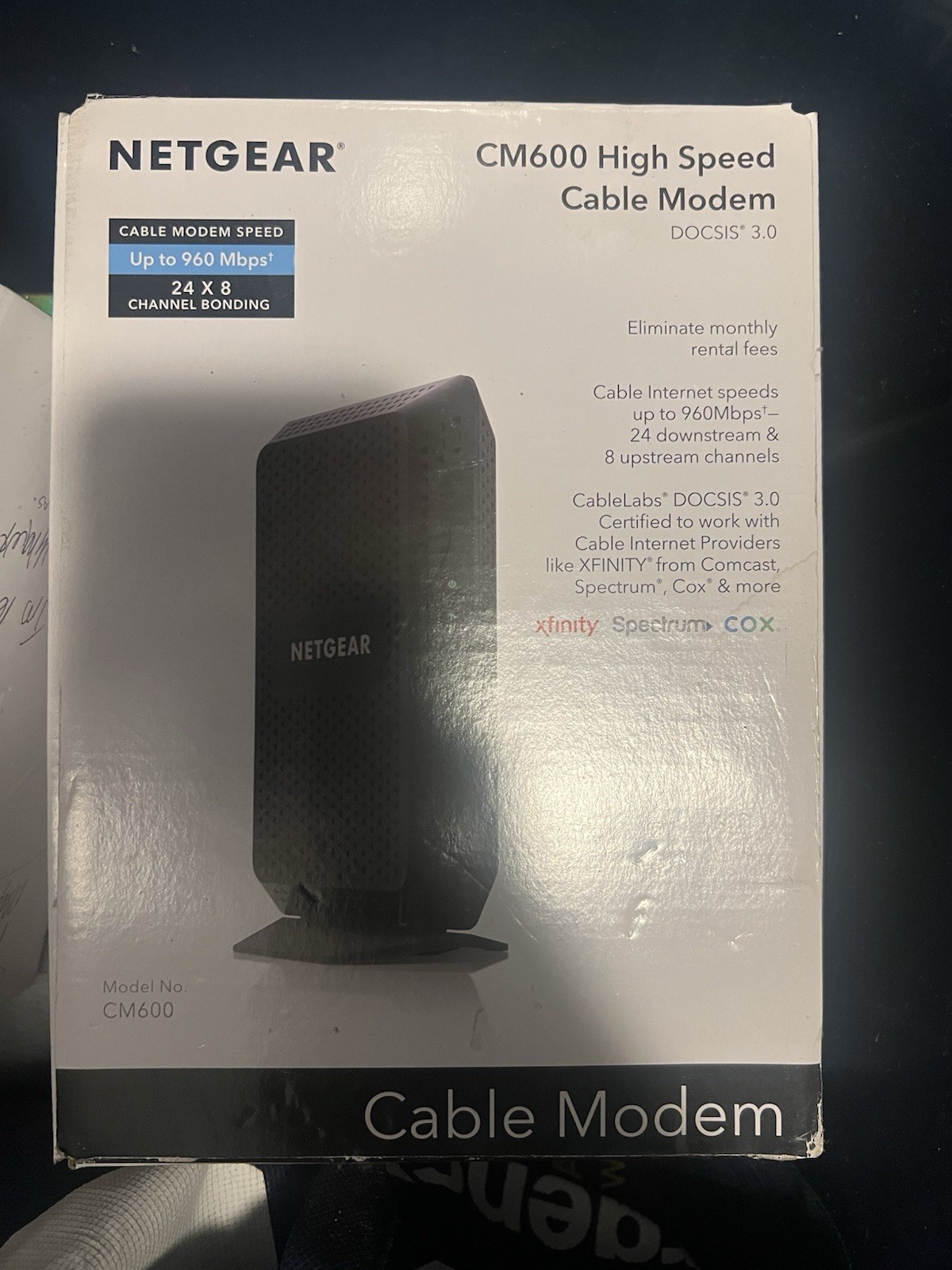 NETGEAR CM600 Cable Modem DOCSIS 3.0, 960 Mbps High Speed, Black