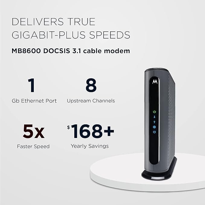 Motorola MB8600 DOCSIS 3.1 Cable – Black
