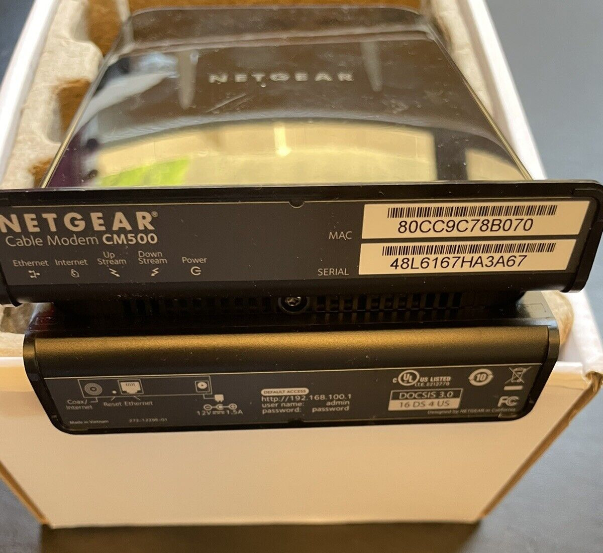 NETGEAR CM500 (CM500100NAS) 680 Mbps Cable Modem