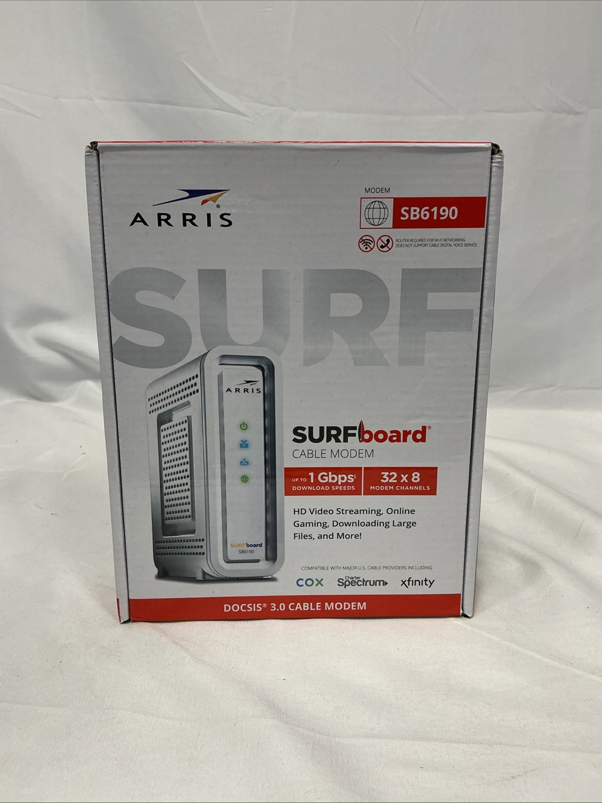 ARRIS Surfboard SB6190-RB DOCSIS 3.0 Cable Modem, White