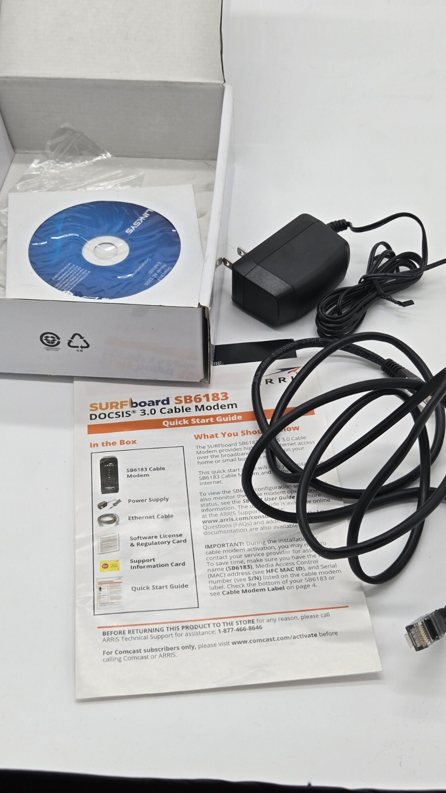 ARRIS SURFboard (16×4) DOCSIS 3.0 Cable Modem SB6183 Black 612572216712