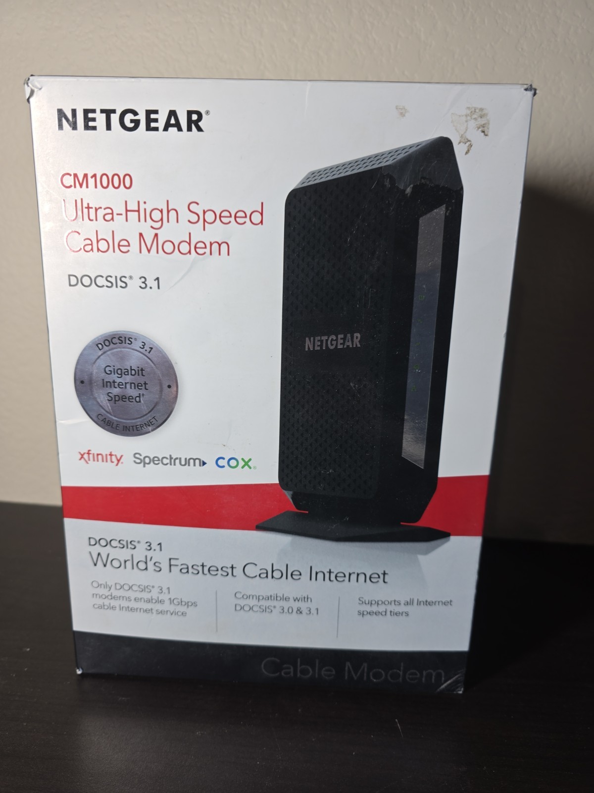 NETGEAR CM1000 Wired-Ethernet (RJ-45) Cable Modem CM1000100NAS Black DOCSIS