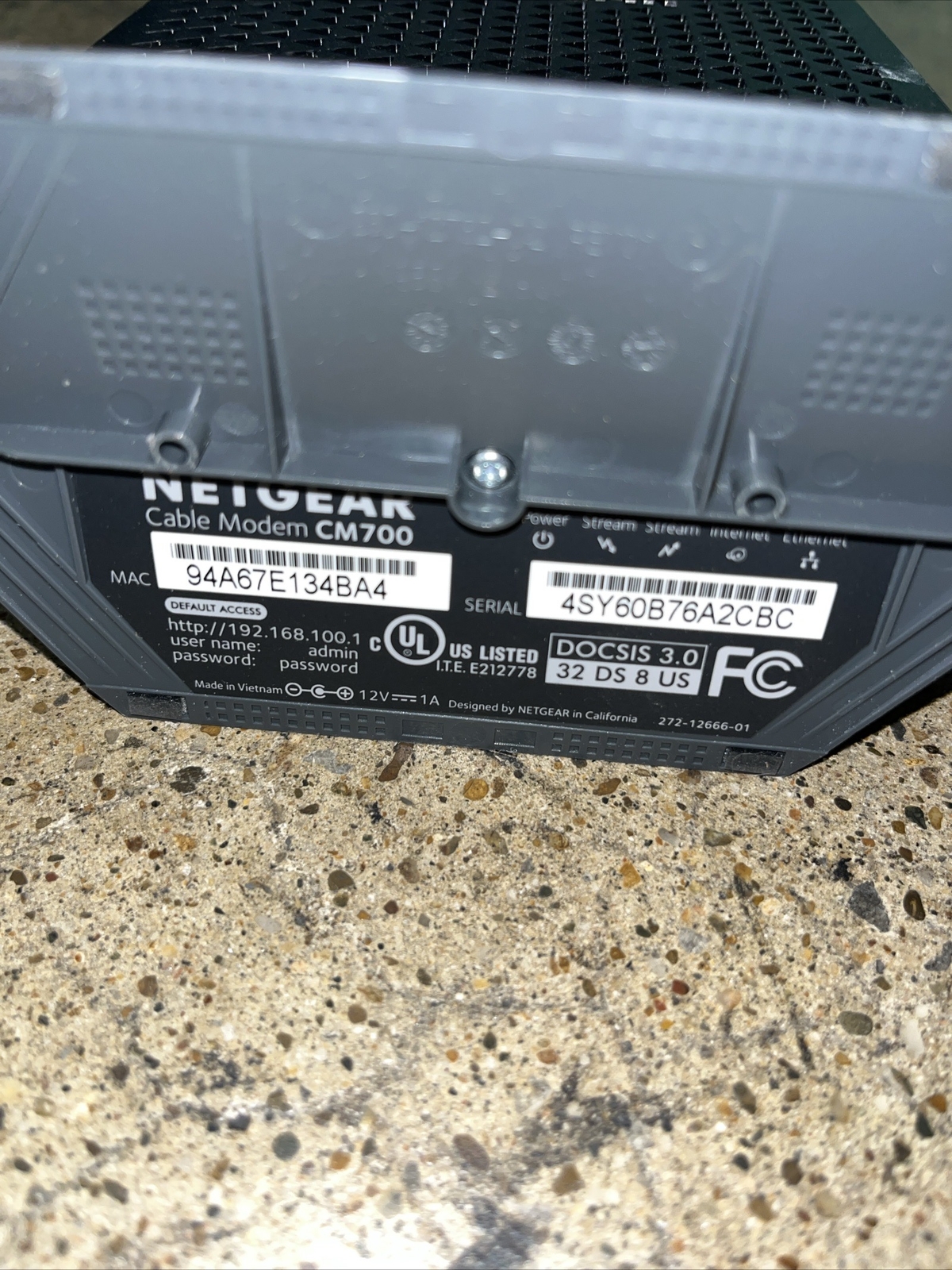 NETGEAR CM700 DOCSIS 3.0 High Speed Cable Modem Fast Internet W Power Cord