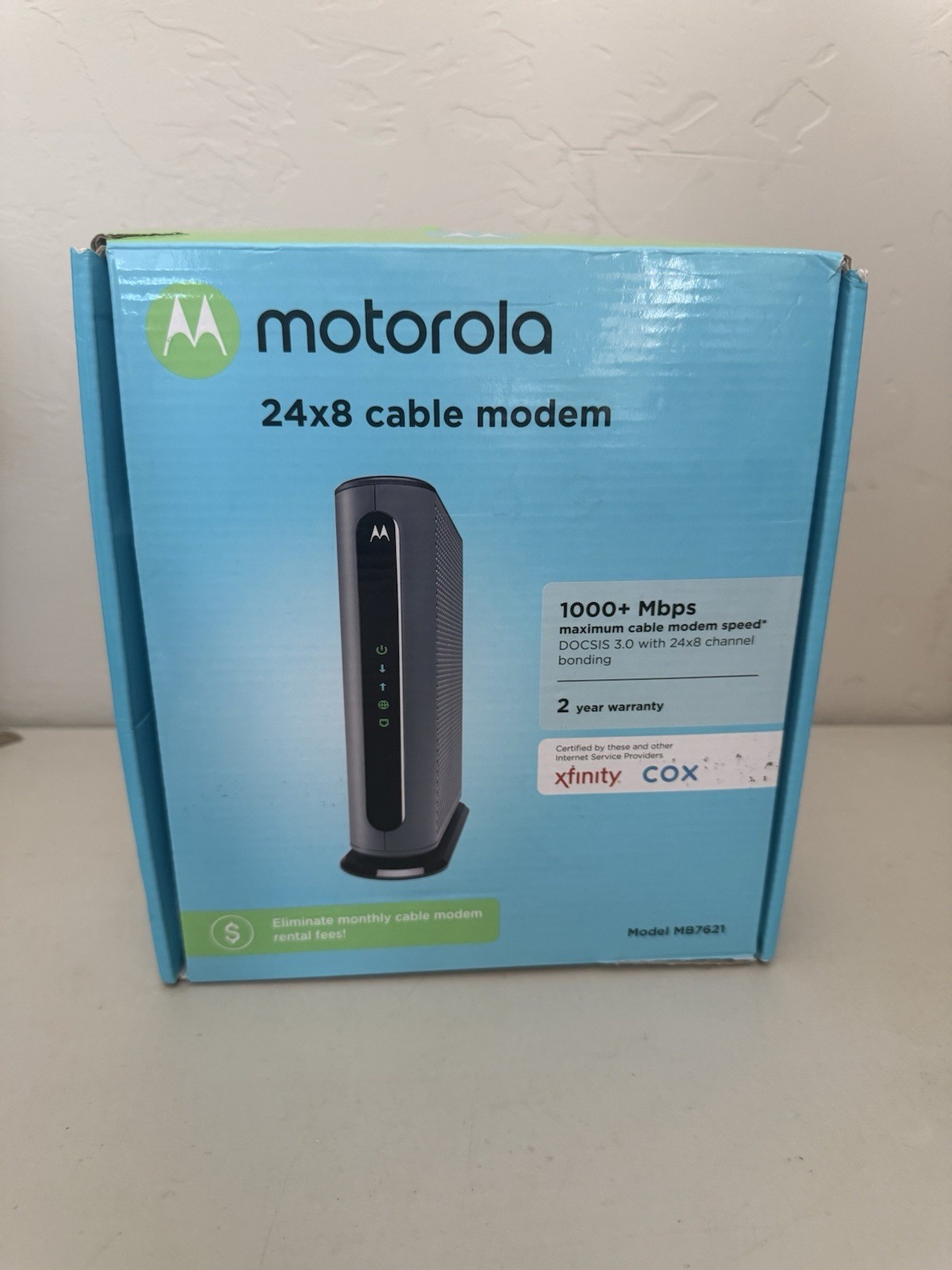MOTOROLA 24×8 Cable Modem MB7621 1000+ MBPS Xfinity Cox (Factory Sealed)