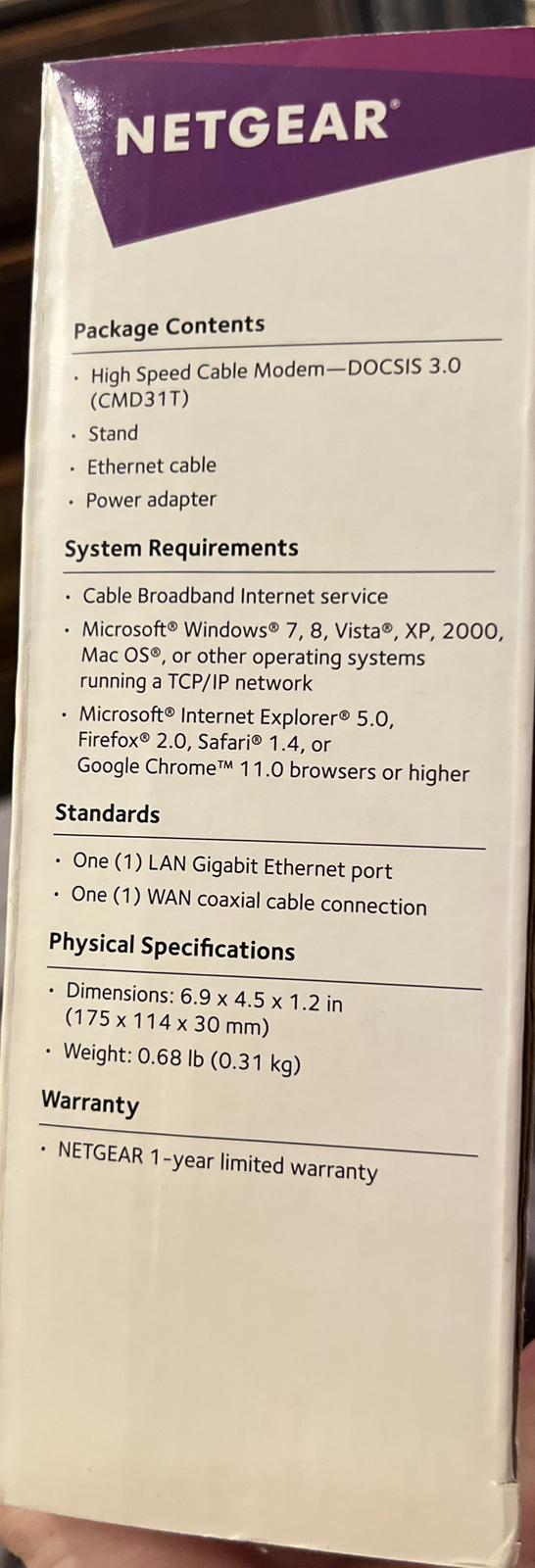 NETGEAR CMD31T-100NAS 153.6 Mbps