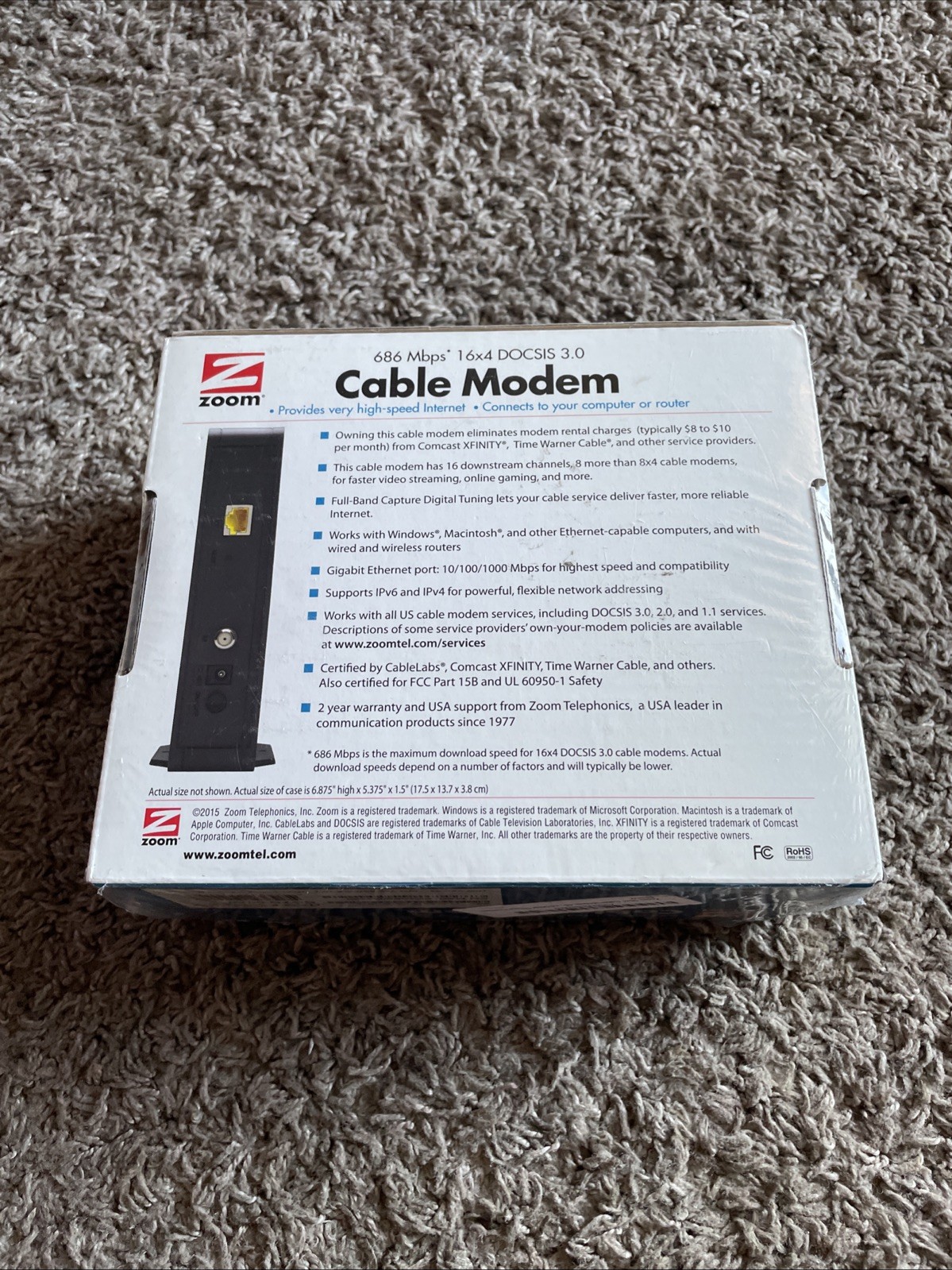 ZOOM Cable Modem Model 5370: 686 Mbps* 16×4 DOCSIS 3.0 Tested
