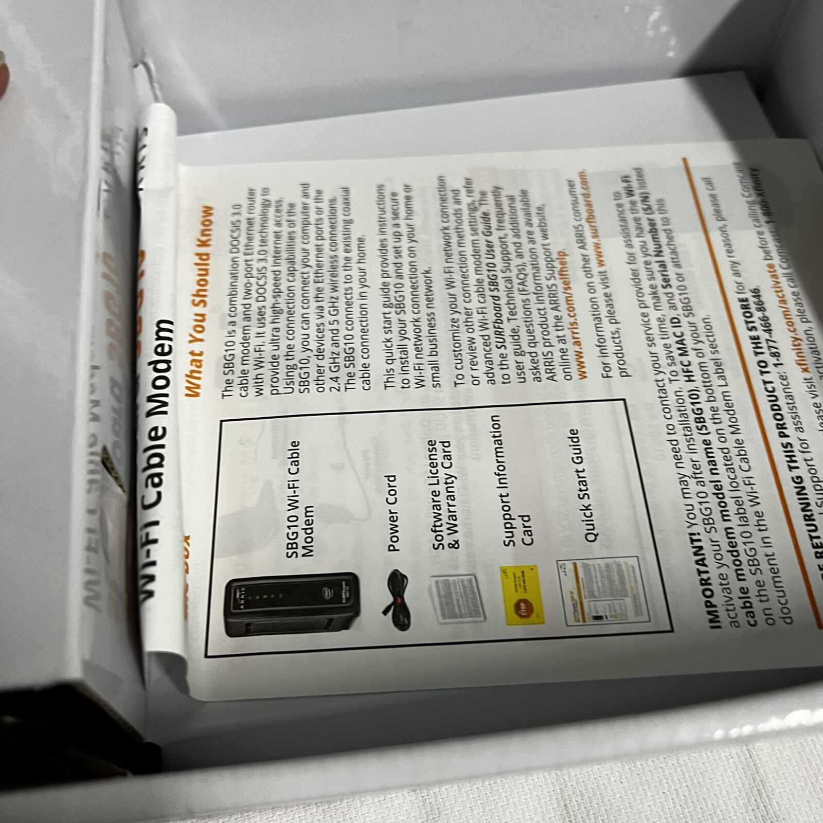 ARRIS Surfboard SBG10 Docsis 3.0 Cable Modem Wi-Fi Router AC1600 New Open Box
