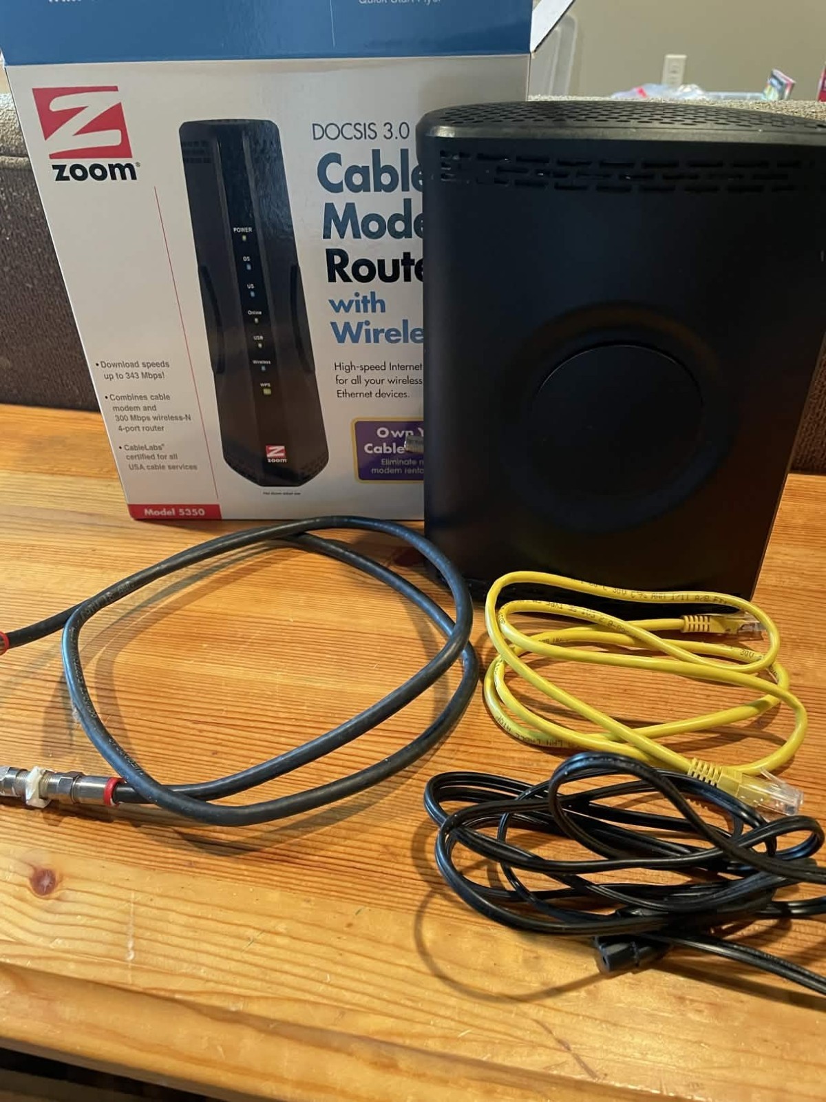 Zoom DOCSIS 3.0 Cable Modem/Router w/Wireless-N Model 5350 343MBPS Download