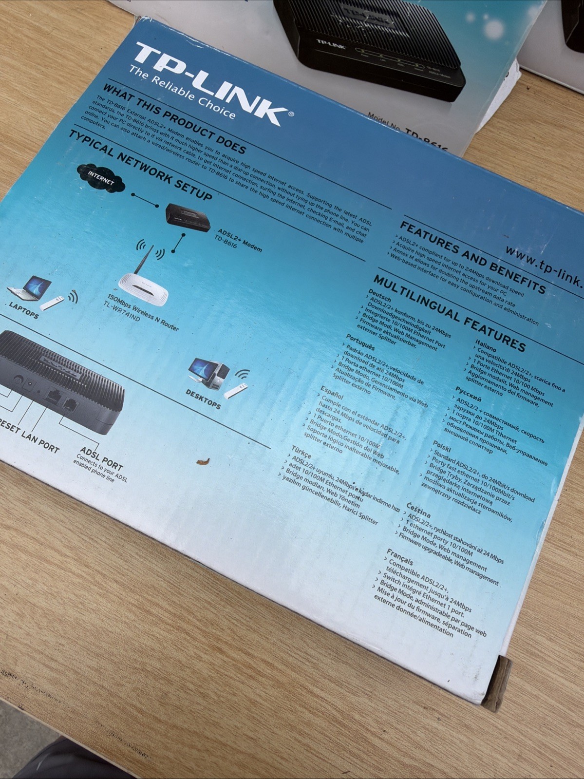 TP-Link TD-8616 ADSL2+ Modem High Speed Broadband 24Mbps RJ45 – Brand New