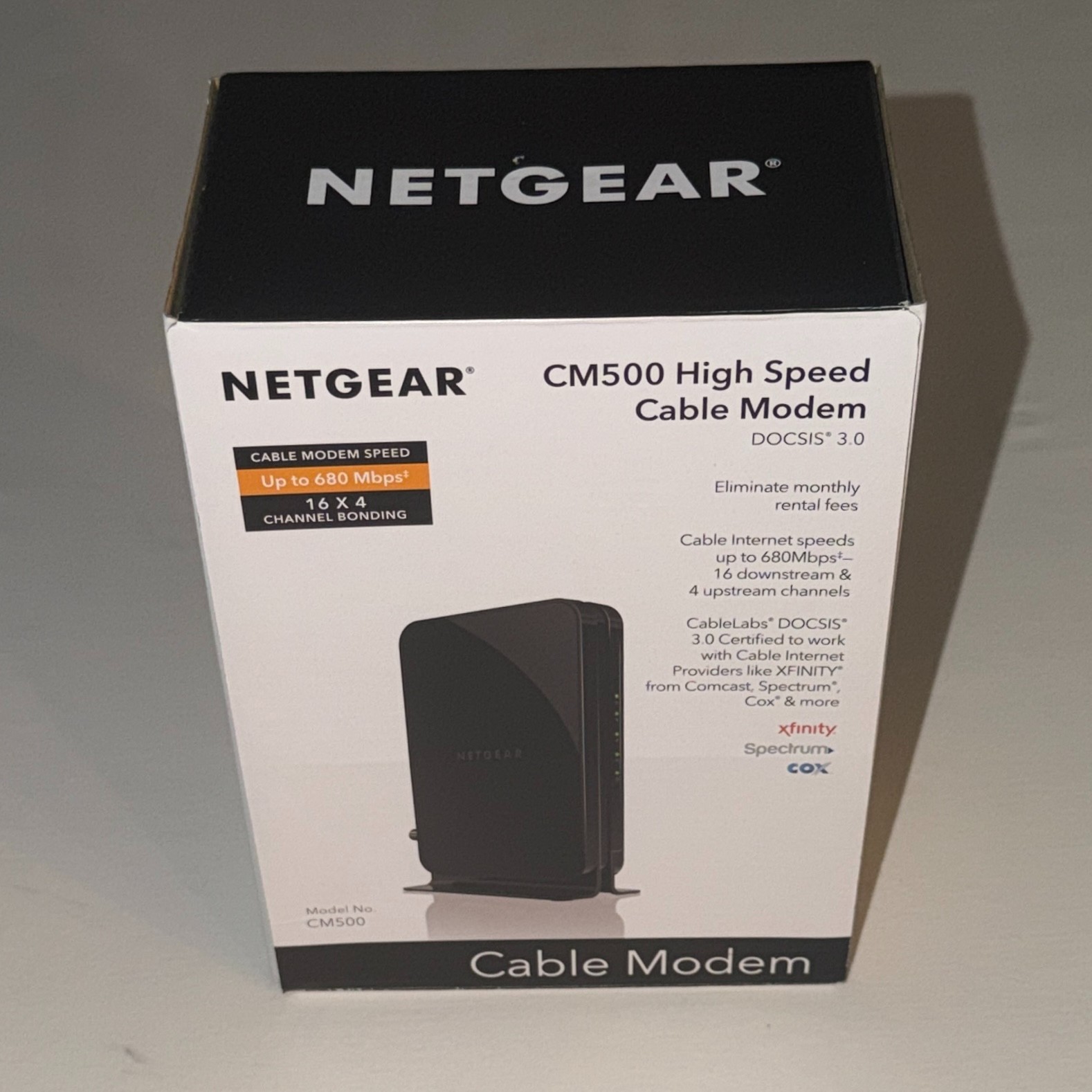 NETGEAR CM500 High Speed Cable Modem DOCSIS 3.0 Up To 680Mbps 16×4 Channel Bondi