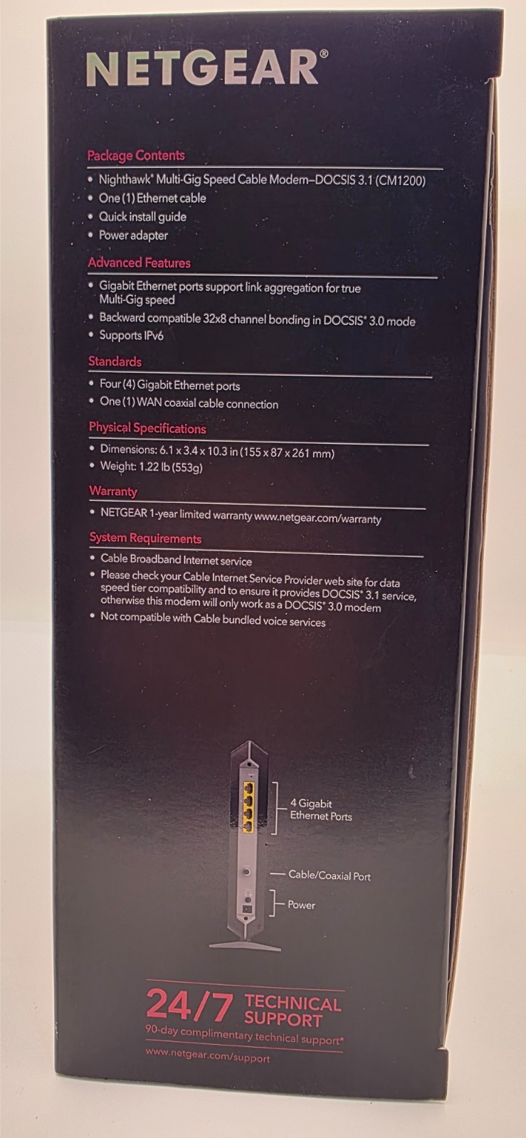 NETGEAR Nighthawk CM1200-100NAS DOCSIS 3.1 Cable Modem