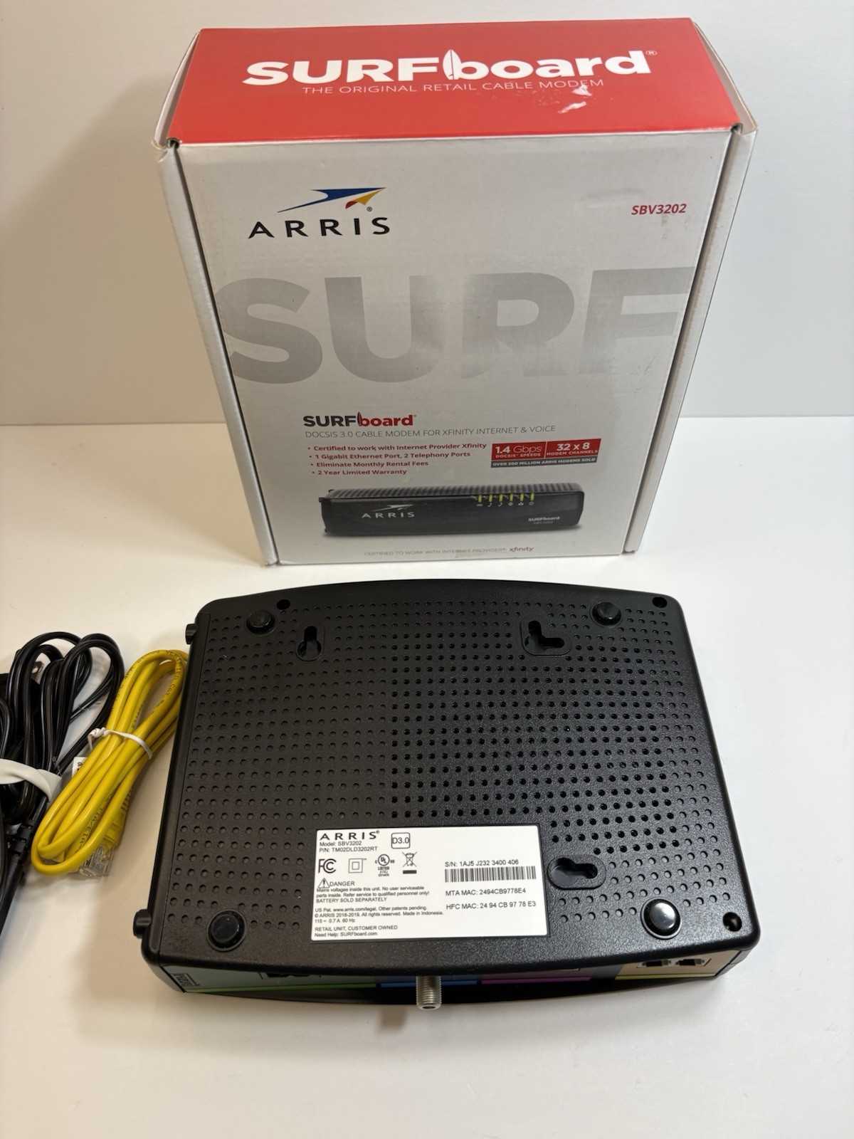 ARRIS SBV3202 Docsis 3.0 Voice Cable Modem – Black