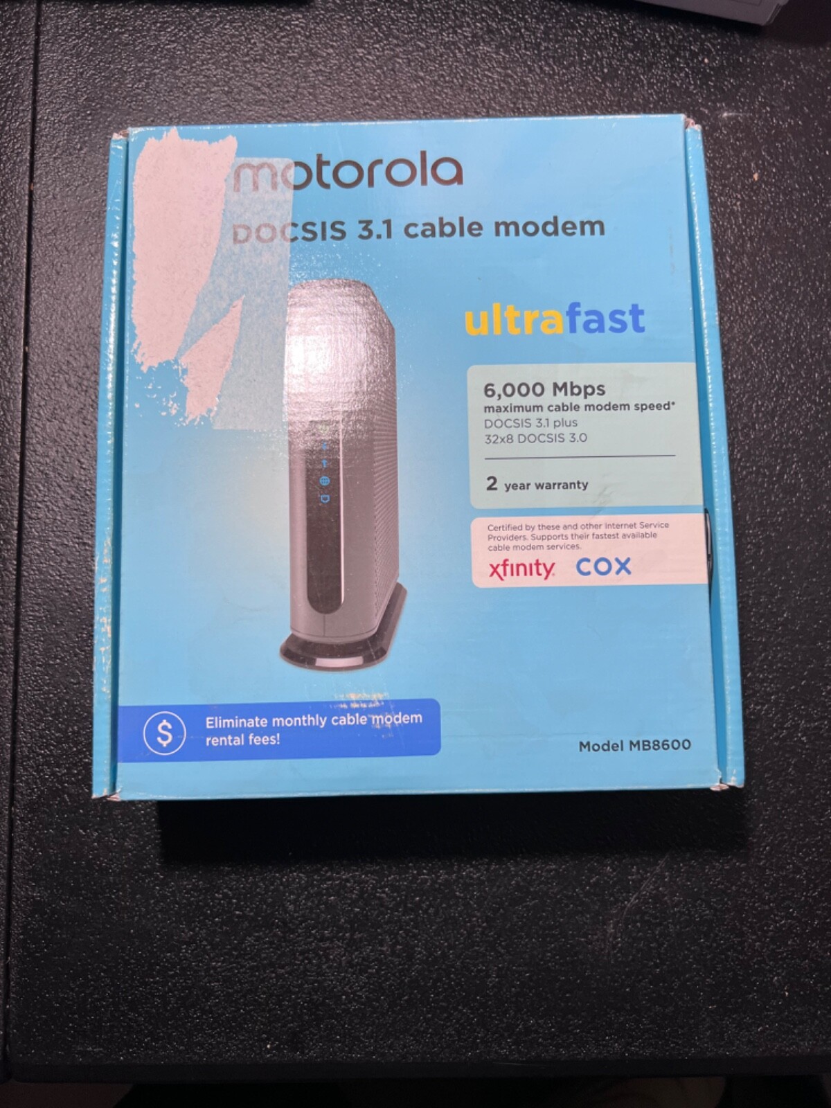 Defective Motorola MB8600 DOCSIS 3.1 Cable – Black