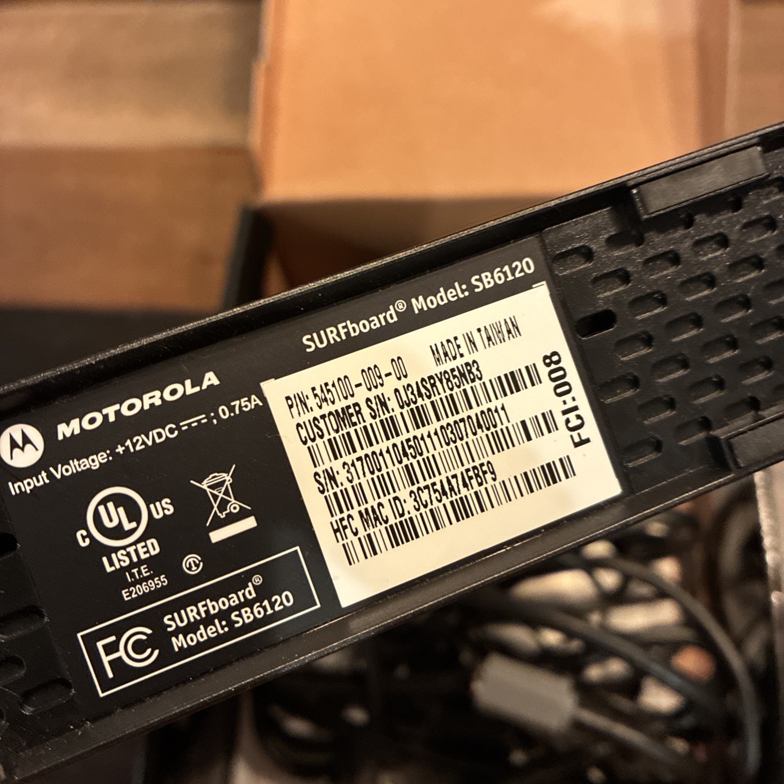 Motorola SB6120 SURFboard Docsis 3.0 Cable Modem, Black, 150 Mbps