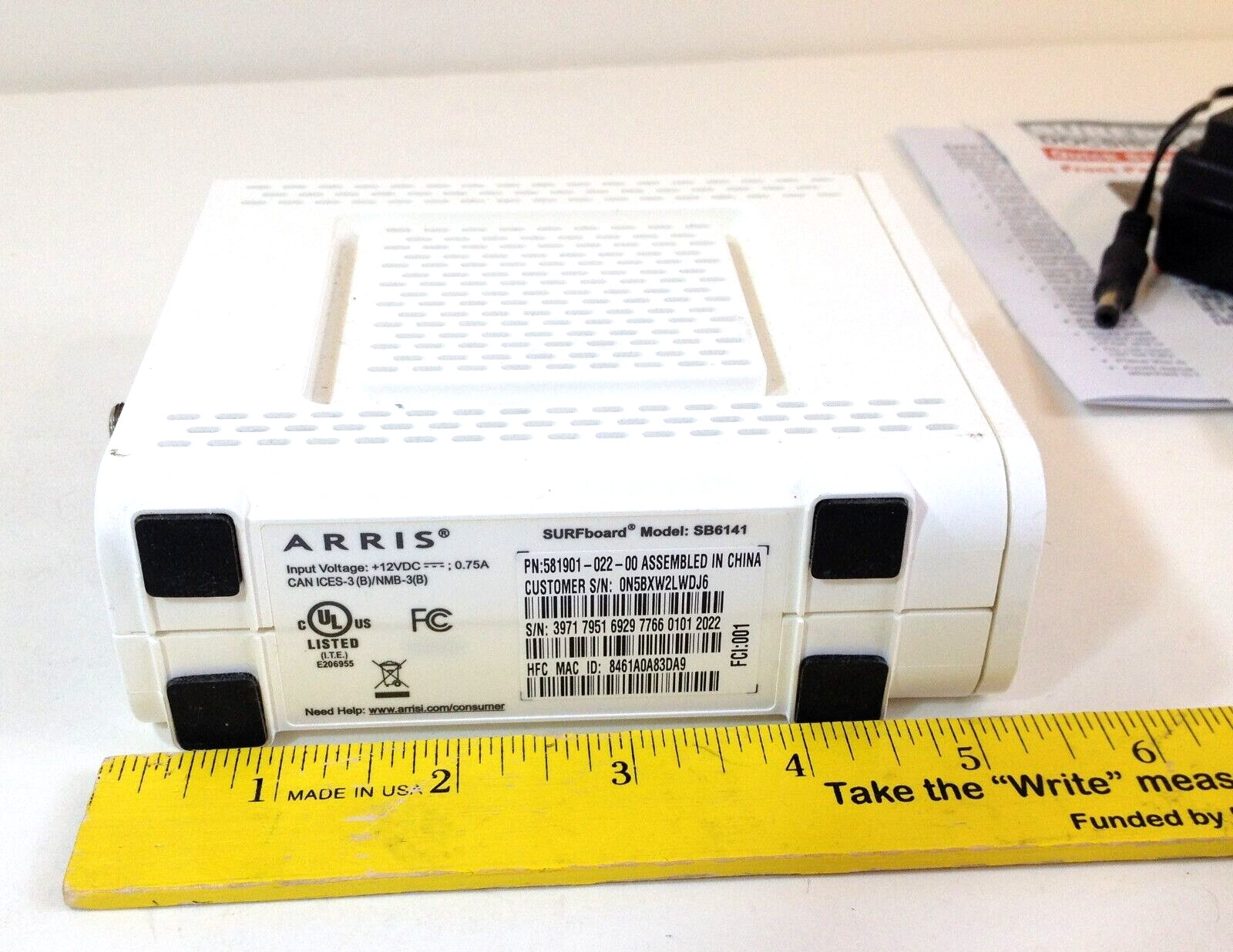 ARRIS SURFboard SB6141 Motorola Surf Board Modem 400 Series with Power Cable