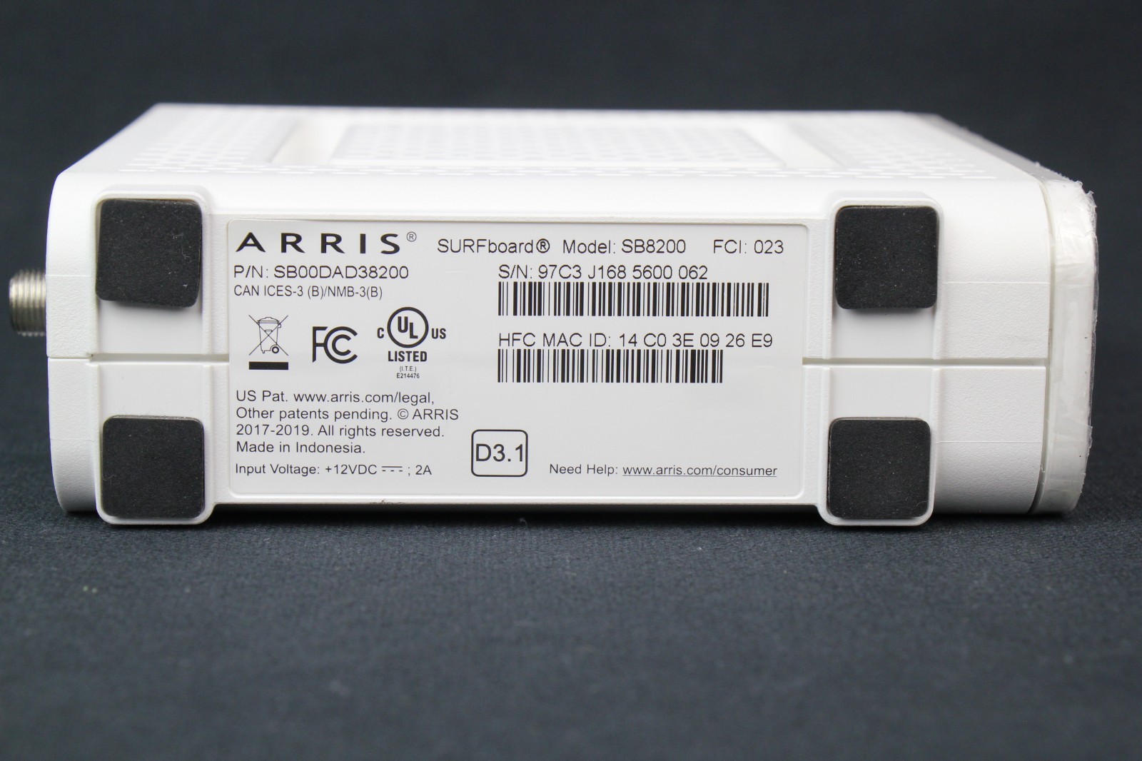 ARRIS SB8200 Cable Modem Fast DOCSIS 3.1 32×8 Gigabit Cable Modem NO POWER CORD