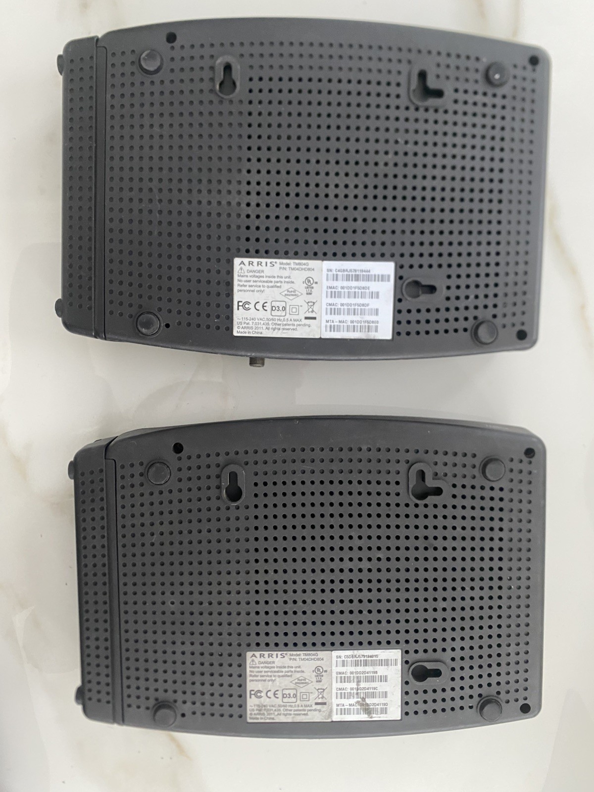 ARRIS TM804G TOUCHSTONE BLACK MODEM TM04DHD804 LOT OF 2 USED