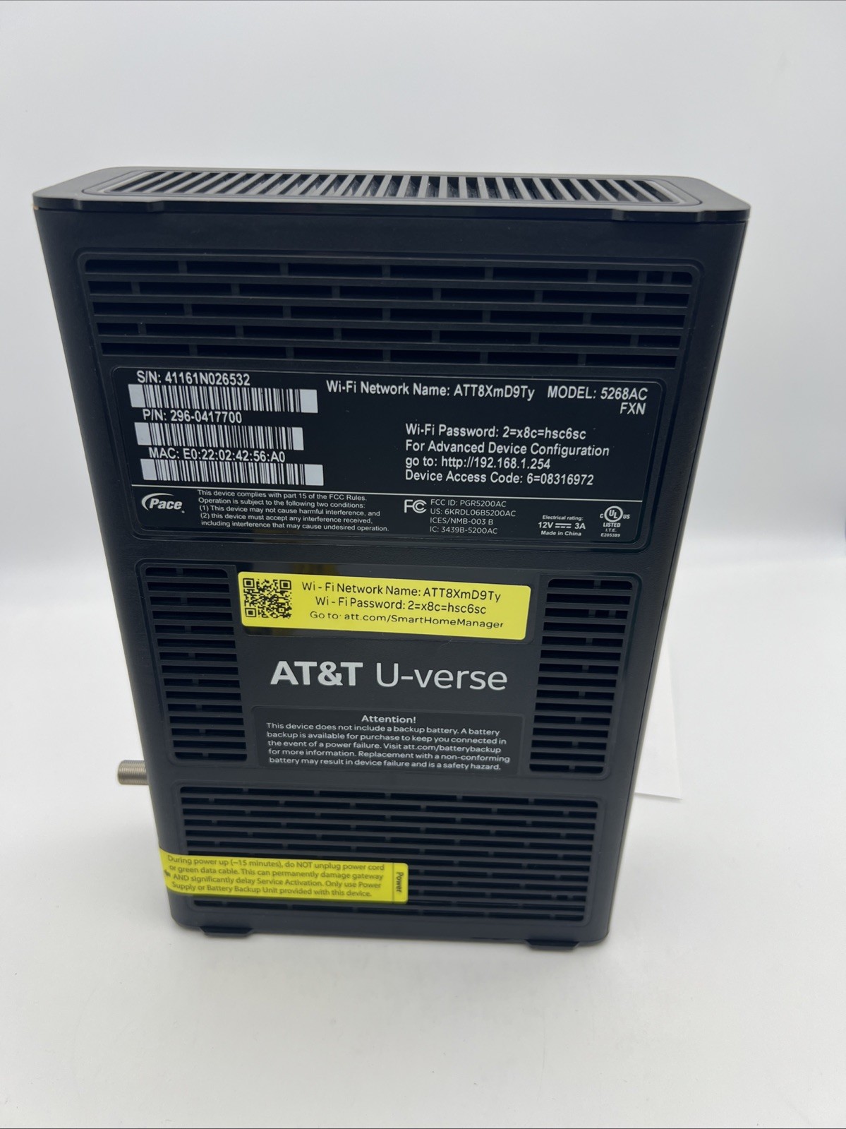 At&T U-Verse Modem 526BAC With Accessories