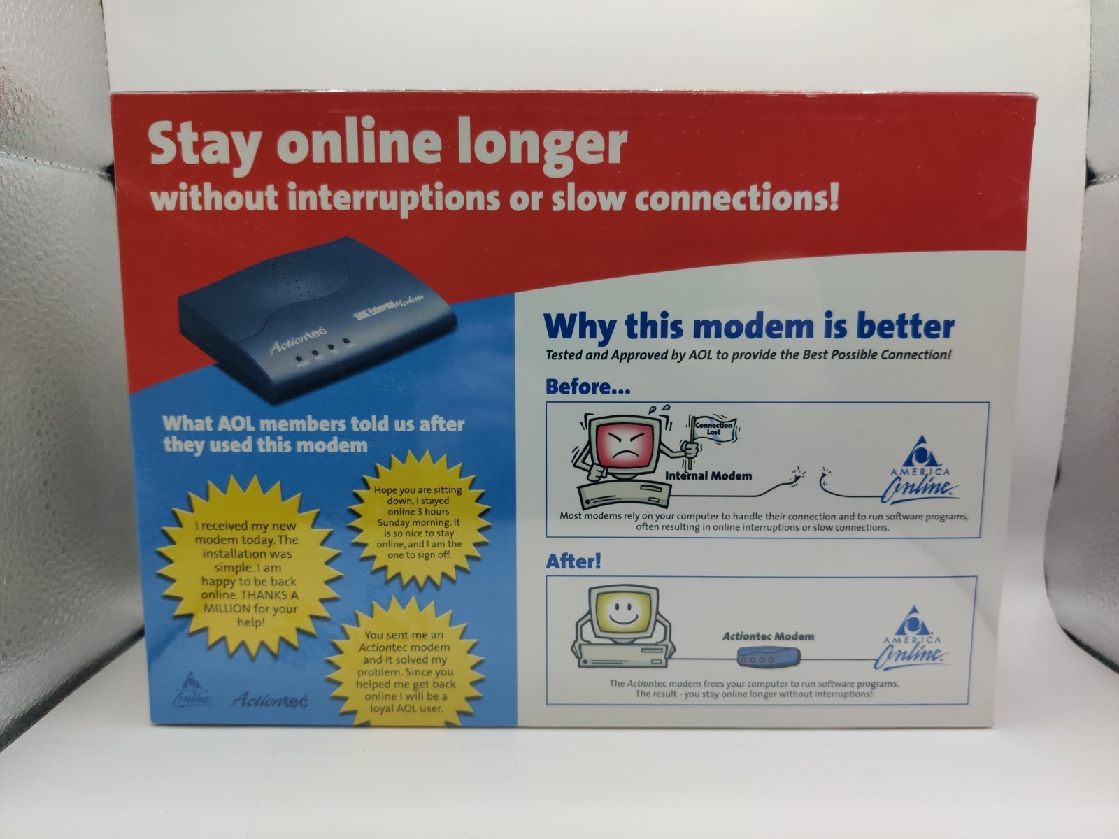 AOL America Online Actiontec Modem Kit from AOL EXUV9212-04 NEW OLD STOCK