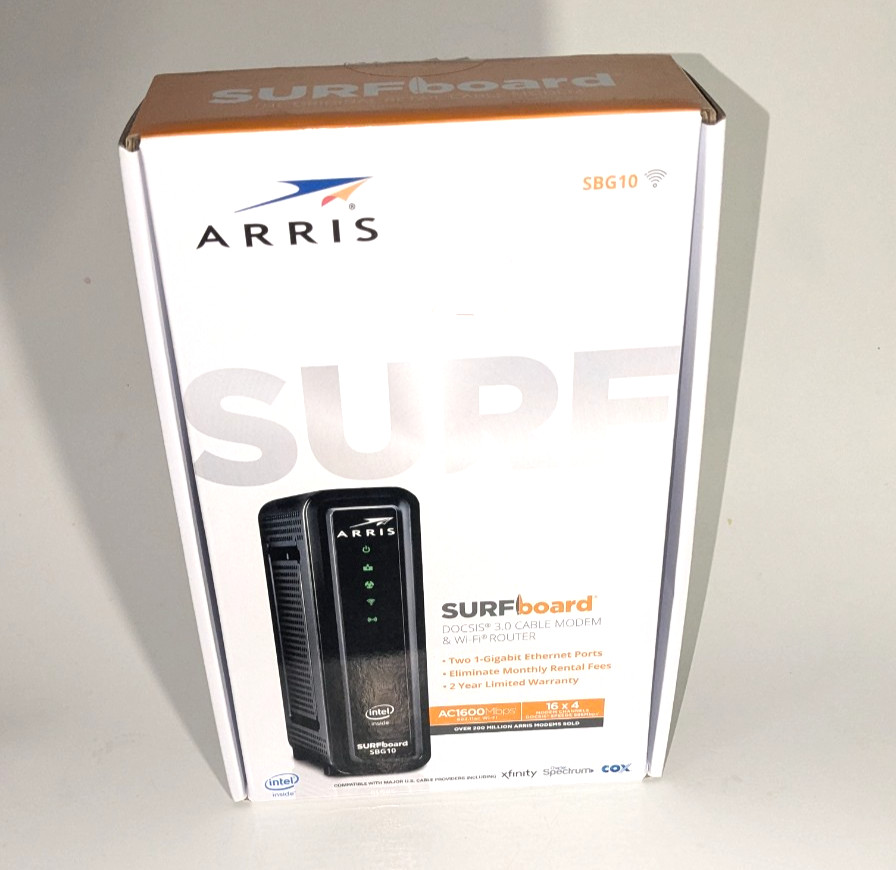 ARRIS Modem SBG10 SURFboard AC1600 Dual-Band Cable Modem Router – Black
